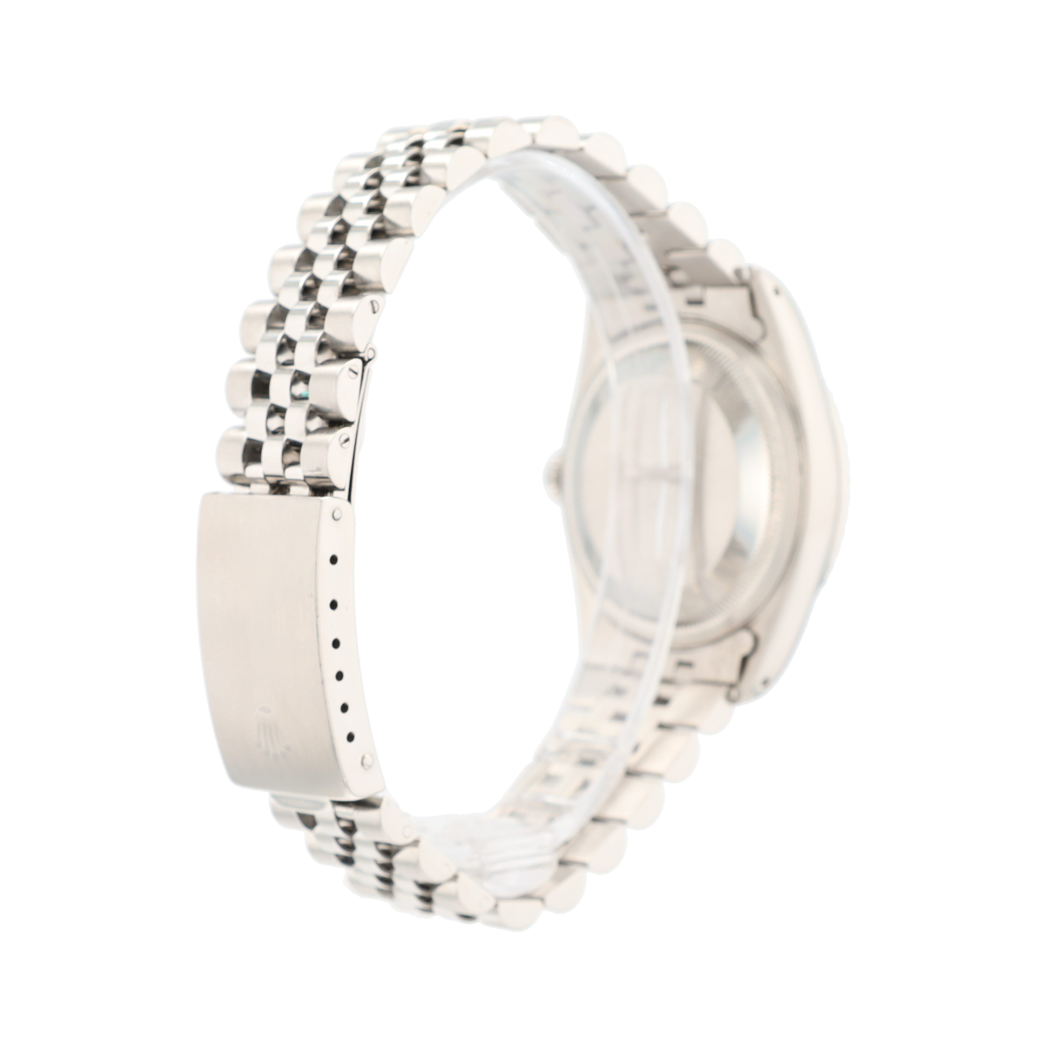 Rolex Datejust 16220 36mm Silver (Patina) Index Dial Engine-turned Bezel Jubilee Band