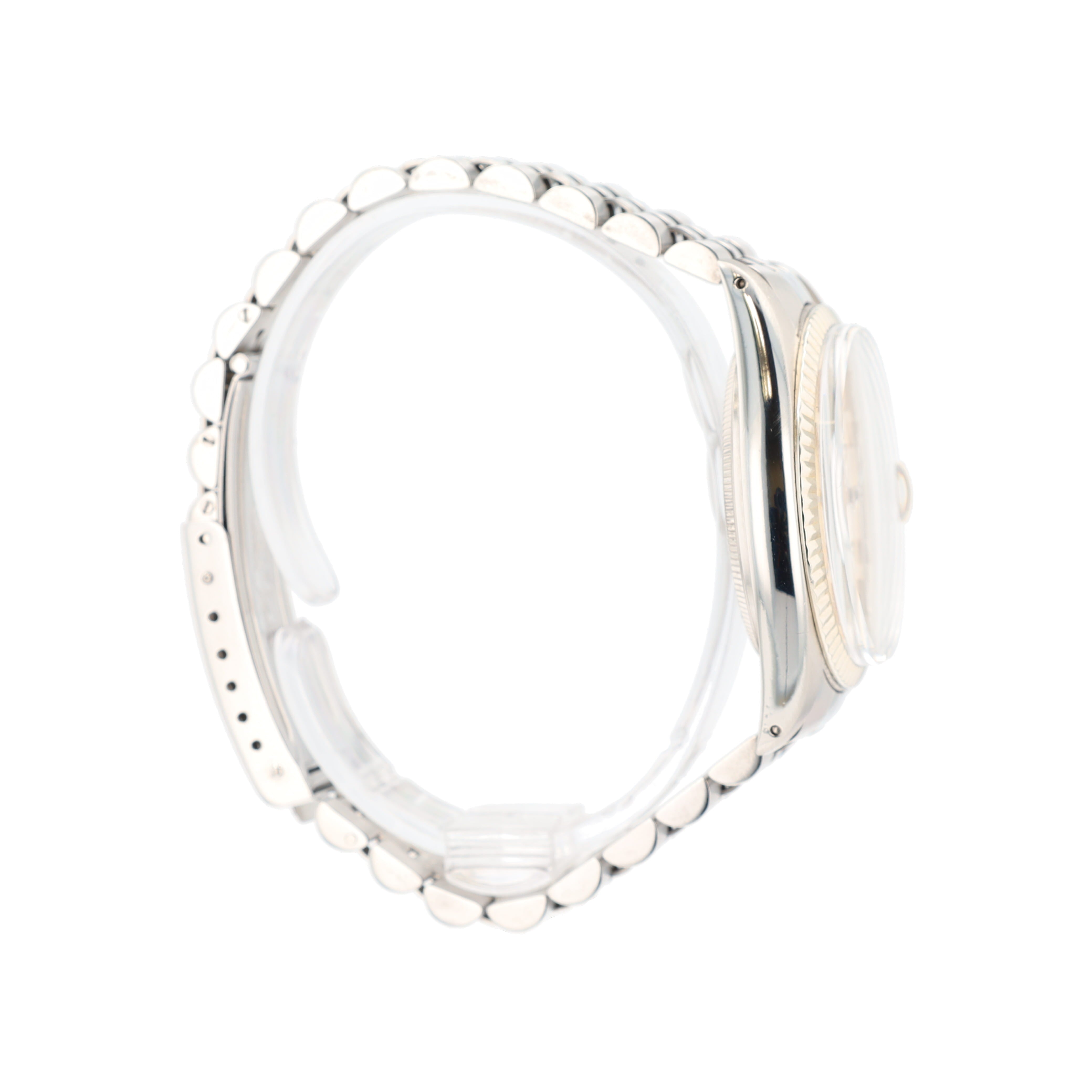 B&P Rolex Datejust 16014 36mm Silver Linen Index Dial Fluted Bezel Jubilee Band - Luxuriant Concierge