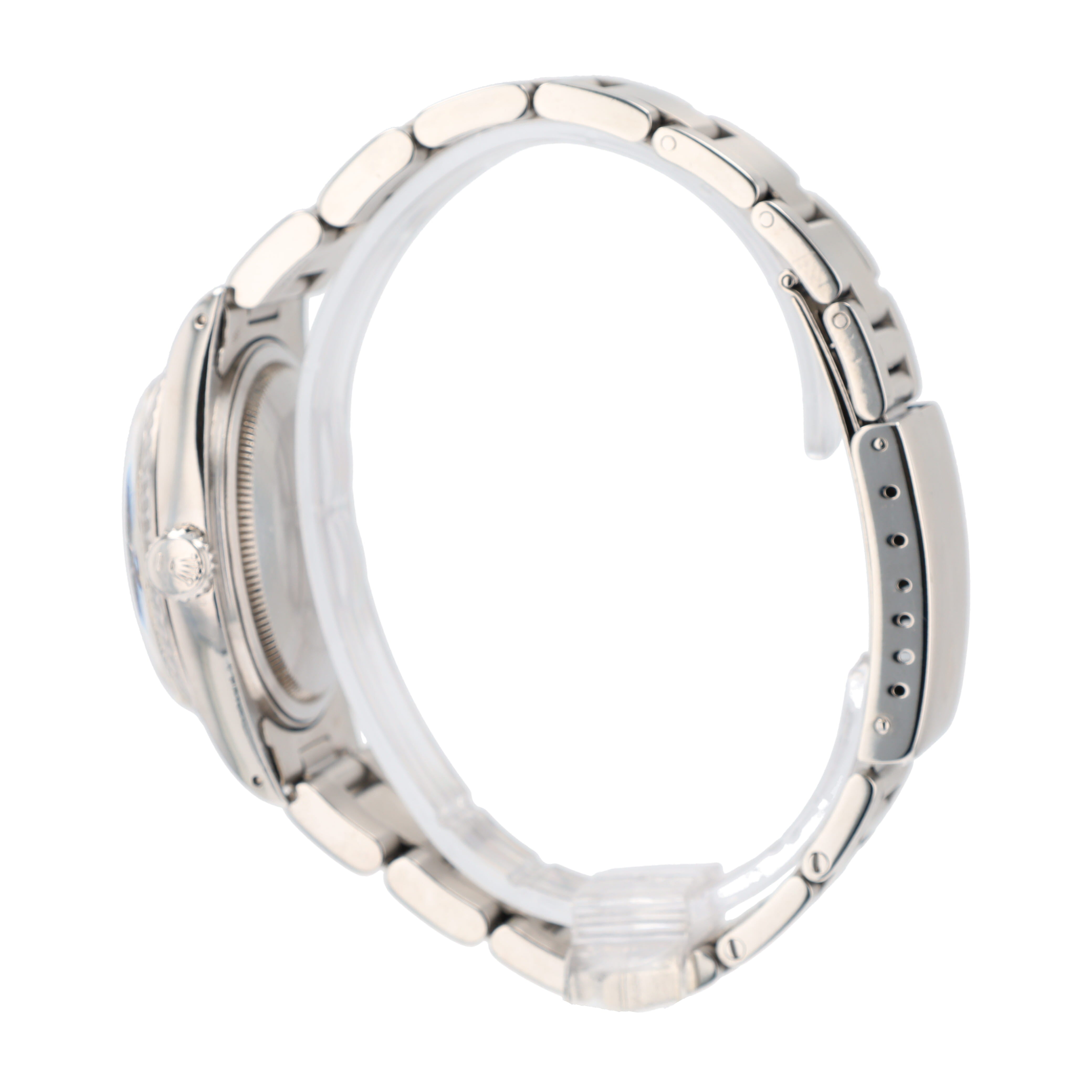 Rolex Datejust  16030 36mm Silver Index Dial Engine-Turned Bezel Oyster Band - Luxuriant Concierge