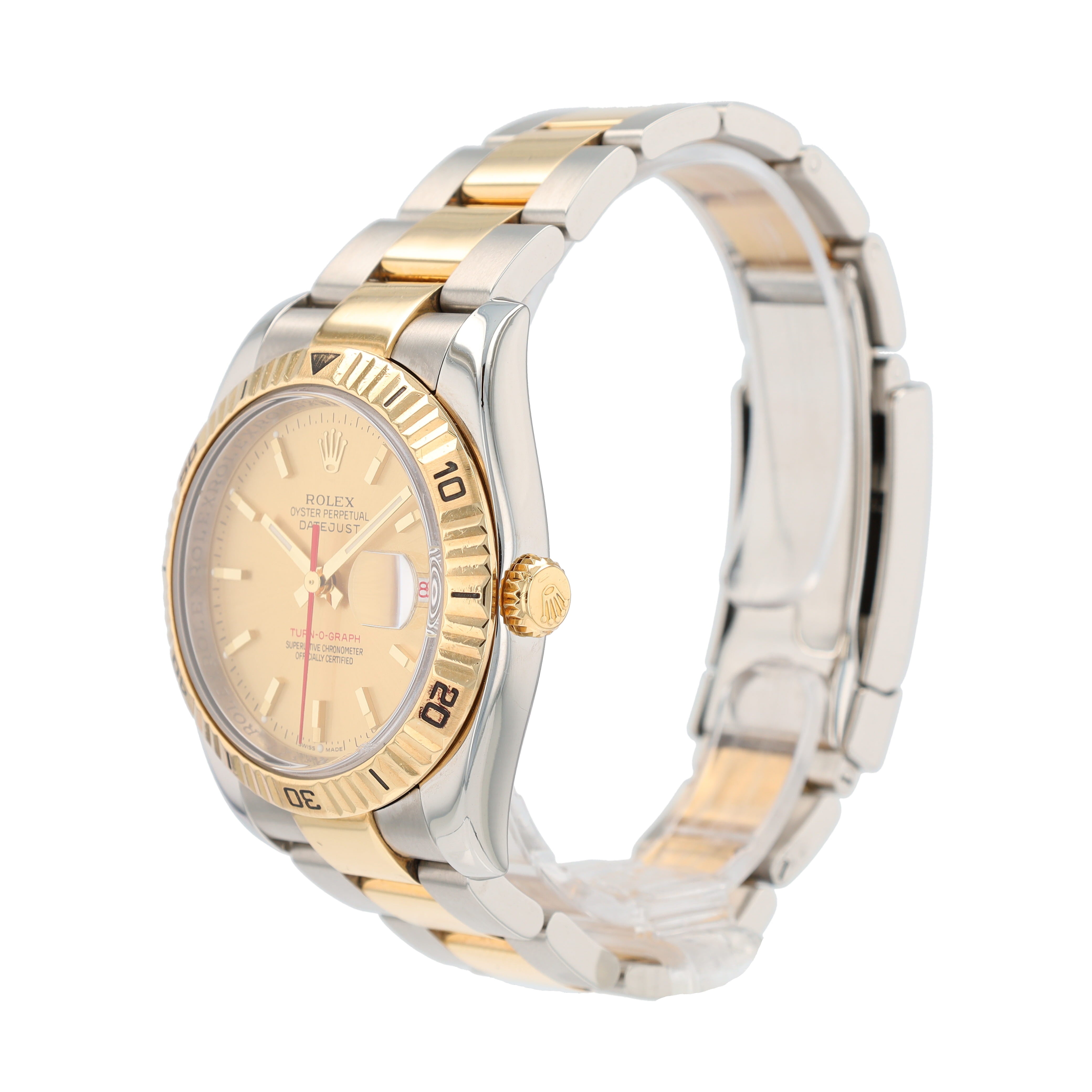 Rolex Datejust 116263 36mm Champagne Index Luminous Dial Turn-O-Graph Bezel Oyster Band