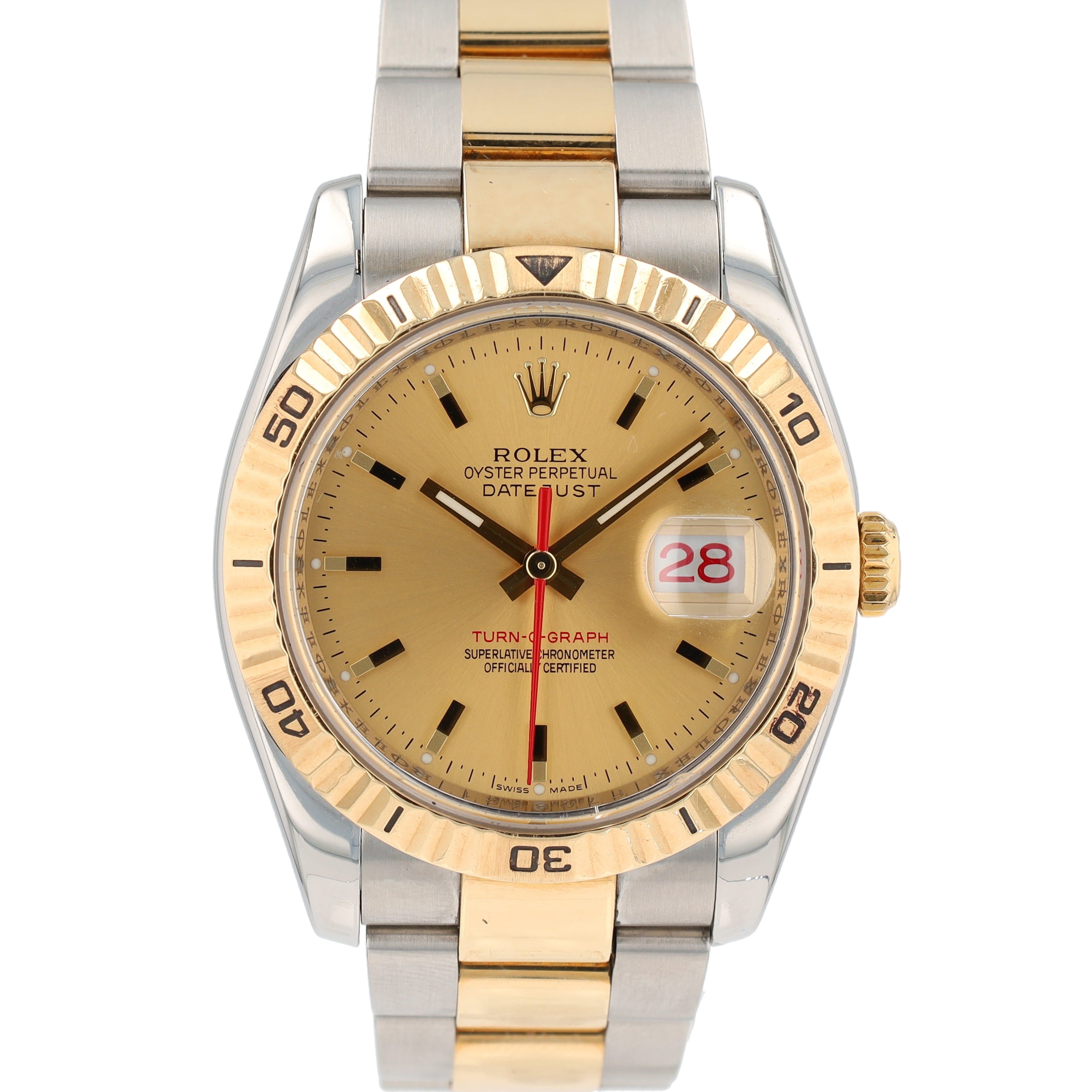 Rolex Datejust 116263 36mm Champagne Index Luminous Dial Turn-O-Graph Bezel Oyster Band - Luxuriant Concierge