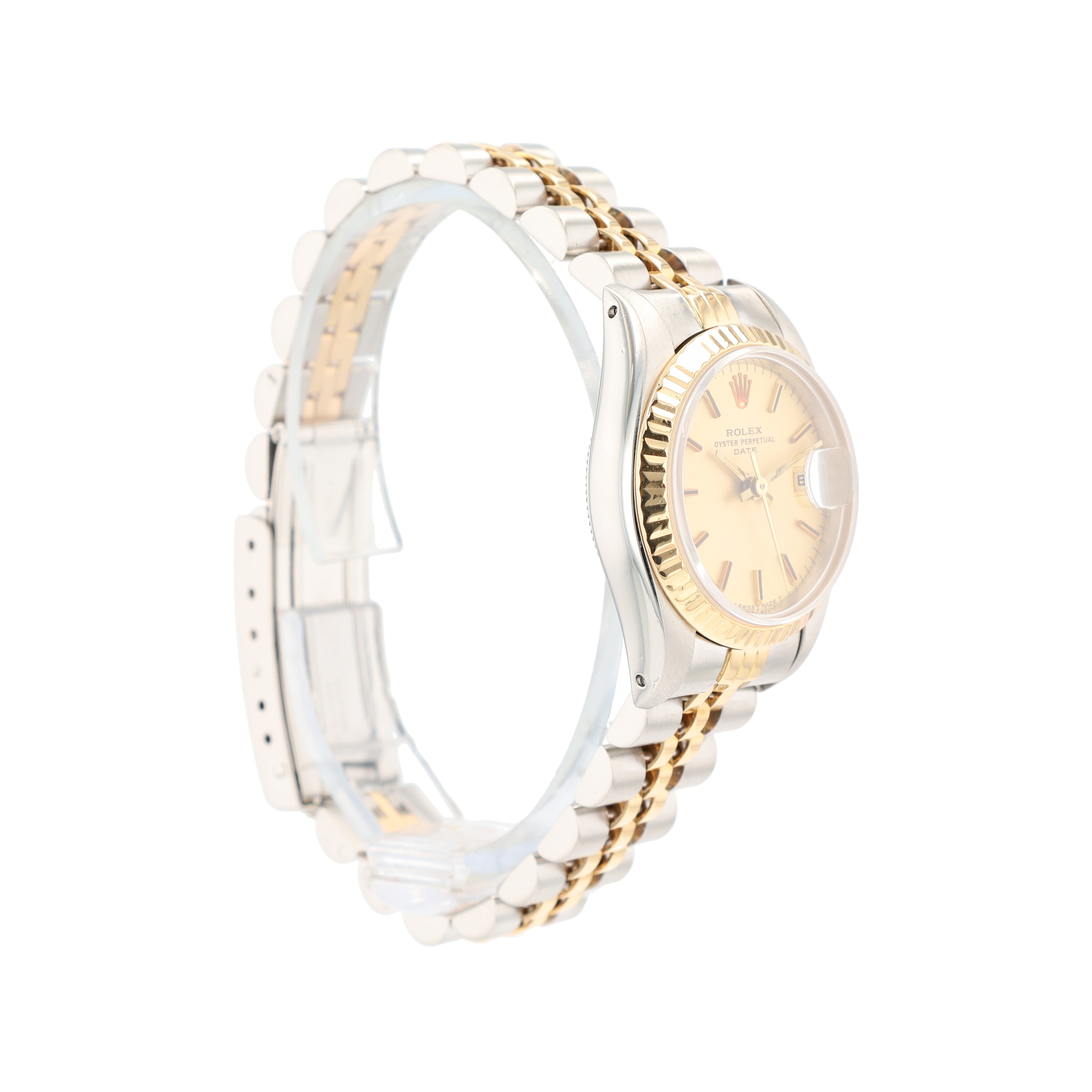 Rolex Datejust 69173 26mm Champagne Index Dial Fluted Bezel Jubilee Band