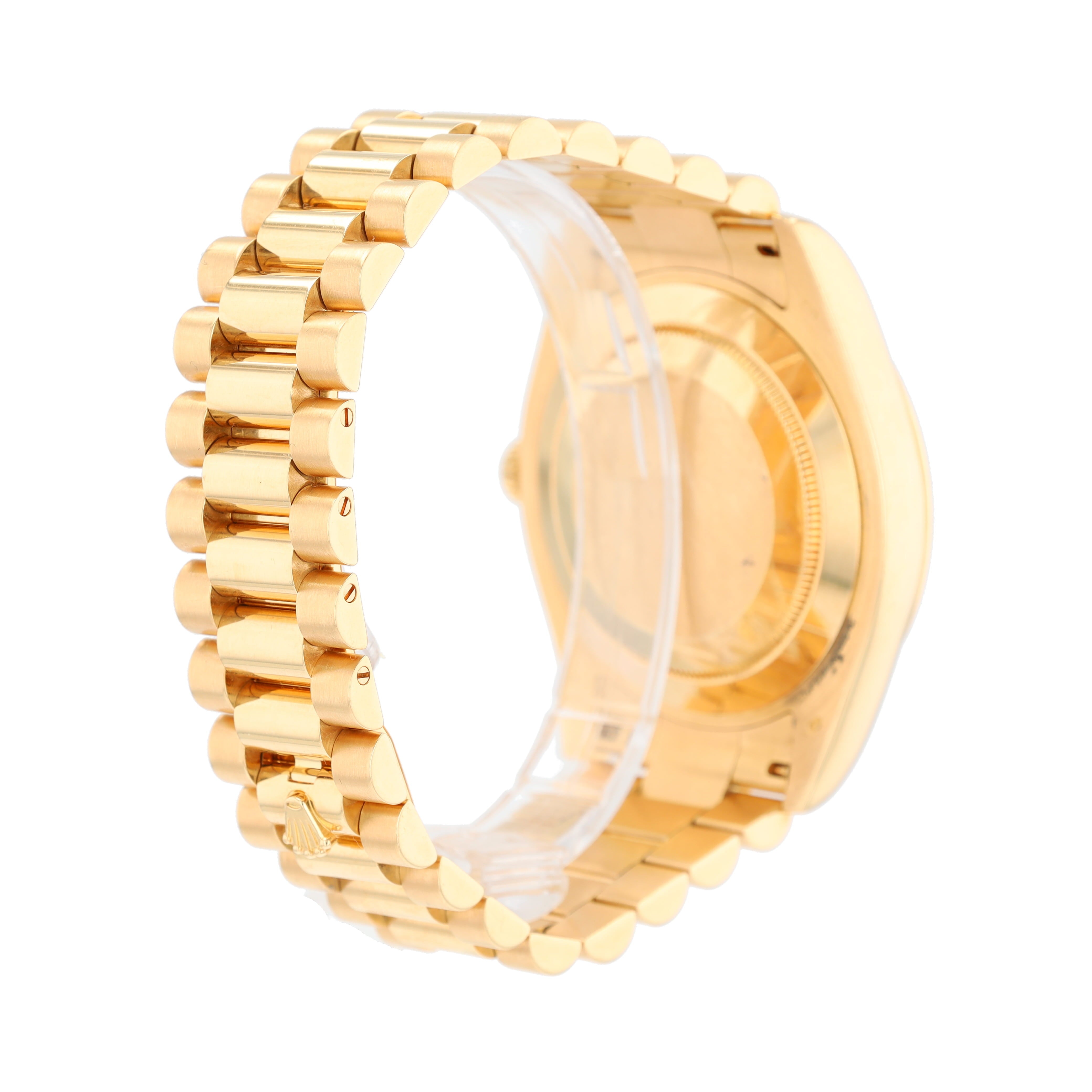 B&P Rolex Day-Date 218238 41mm White Skinny Roman Numeral Dial Fluted Bezel President Band - Luxuriant Concierge