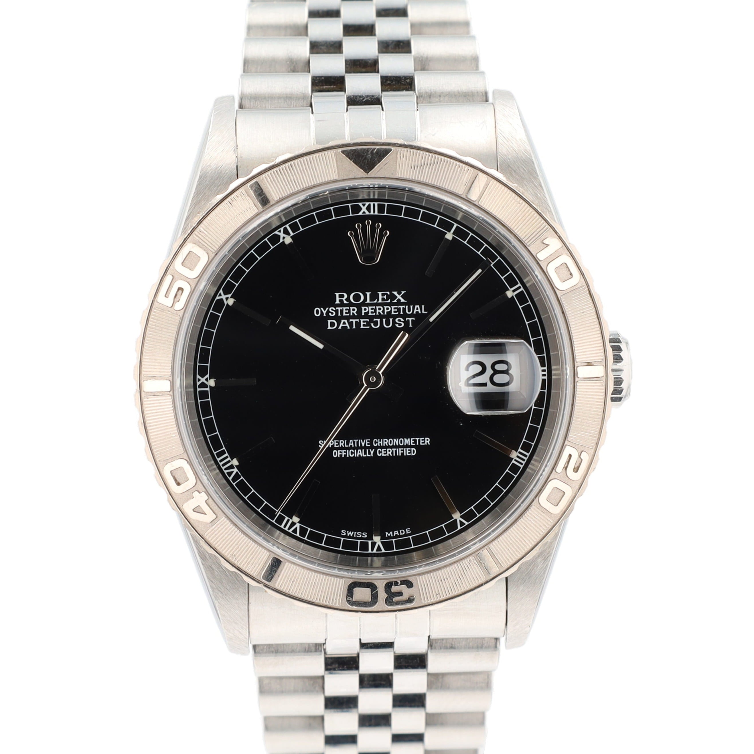 Rolex Datejust 16264 36mm Black Index Dial Turn-O-Graph Bezel Jubilee Band - Luxuriant Concierge