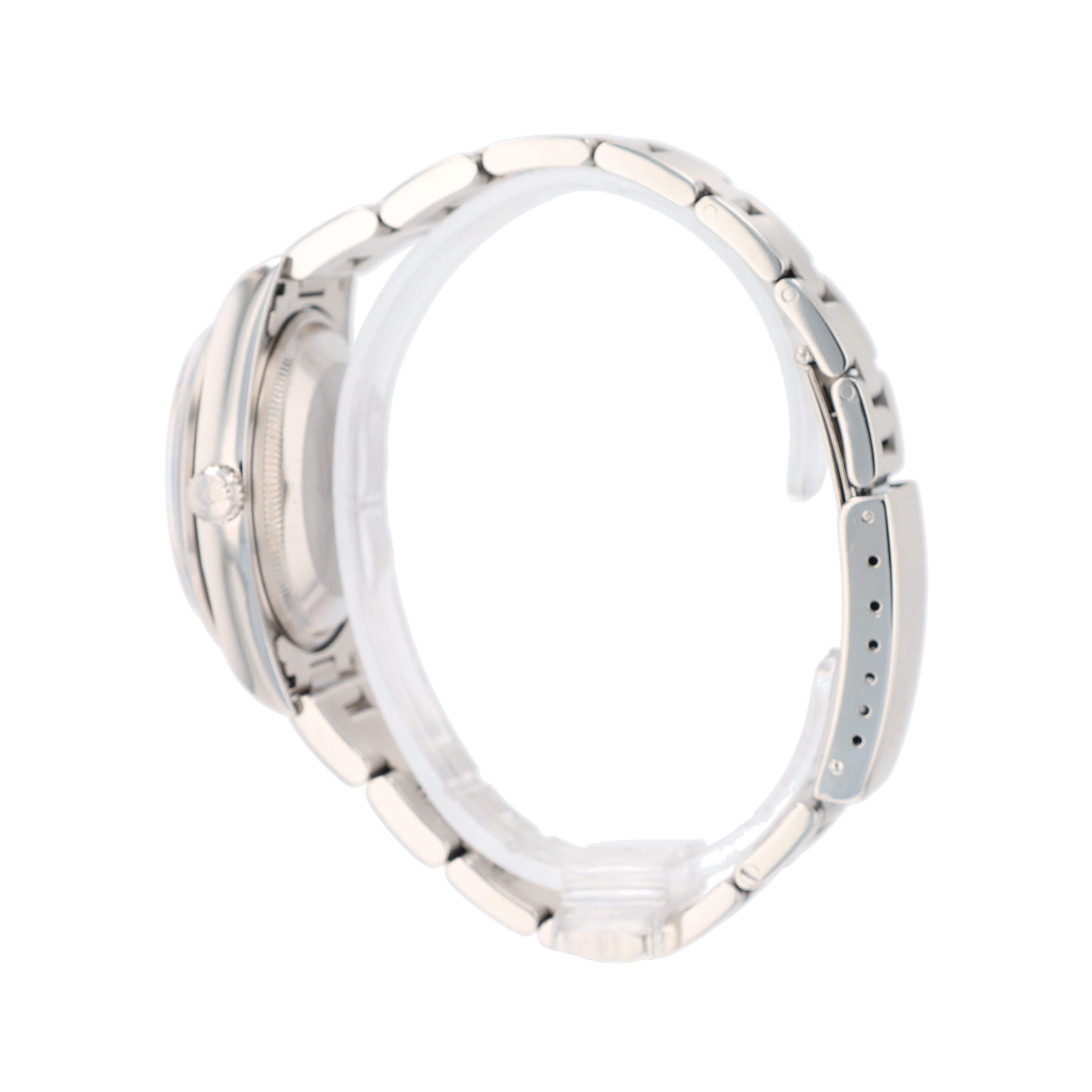 Rolex Date 15200 34mm Blue Index Dial Smooth Bezel Oyster Band - Luxuriant Concierge