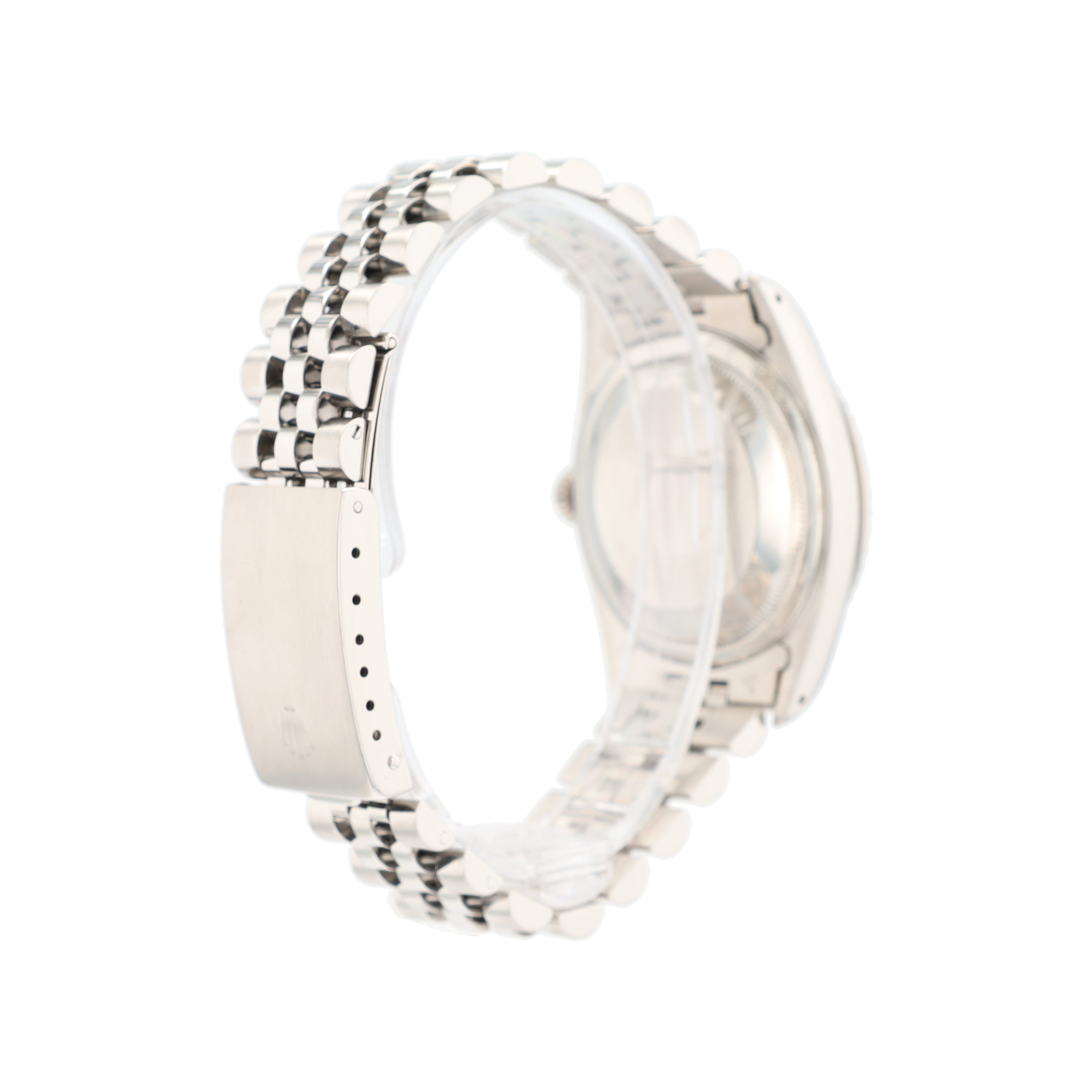 B&P Rolex Datejust 16220 36mm Silver Index Dial Engine-Turned Bezel Jubilee Band - Luxuriant Concierge