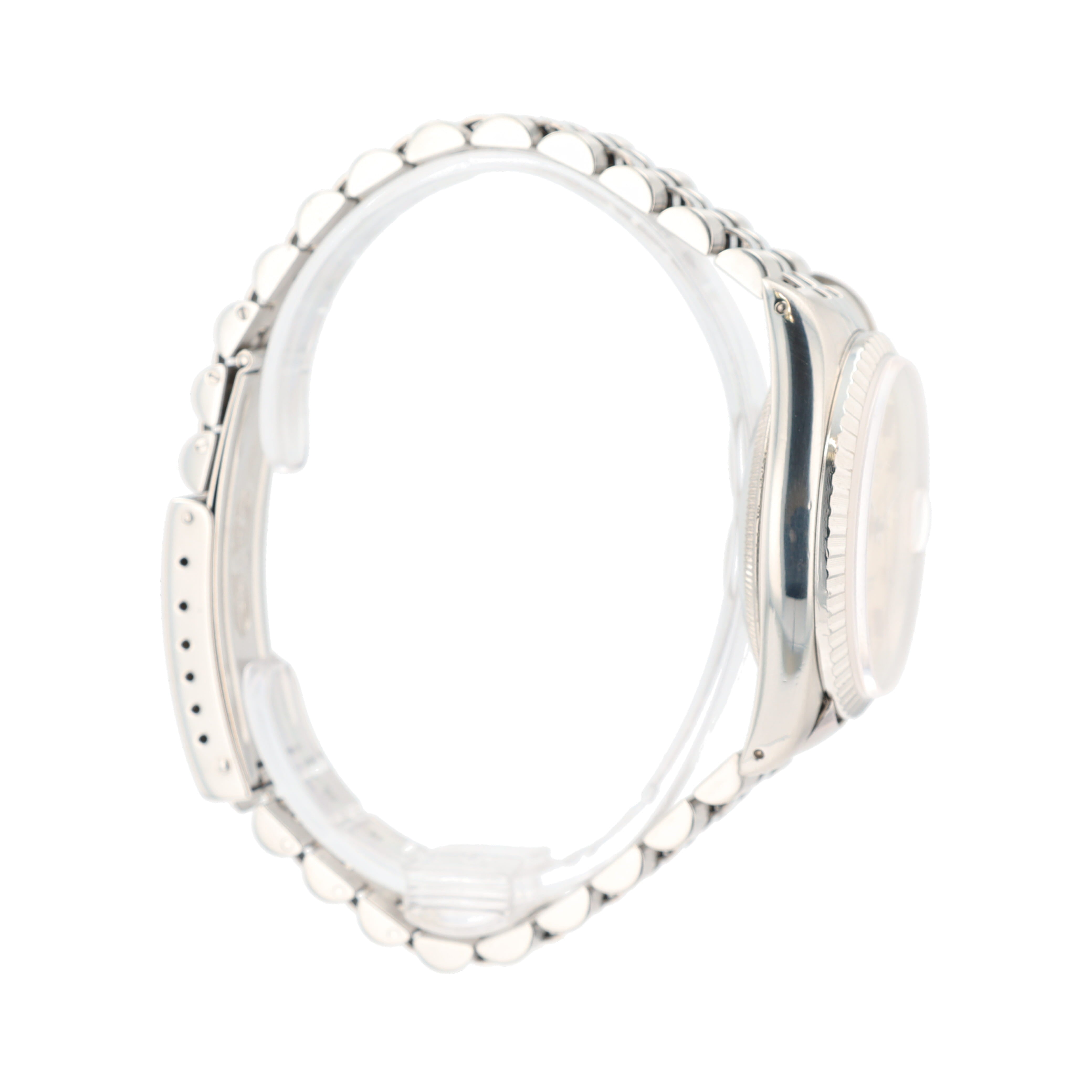 Rolex Datejust 16220 36mm Silver (Patina) Index Dial Engine-turned Bezel Jubilee Band