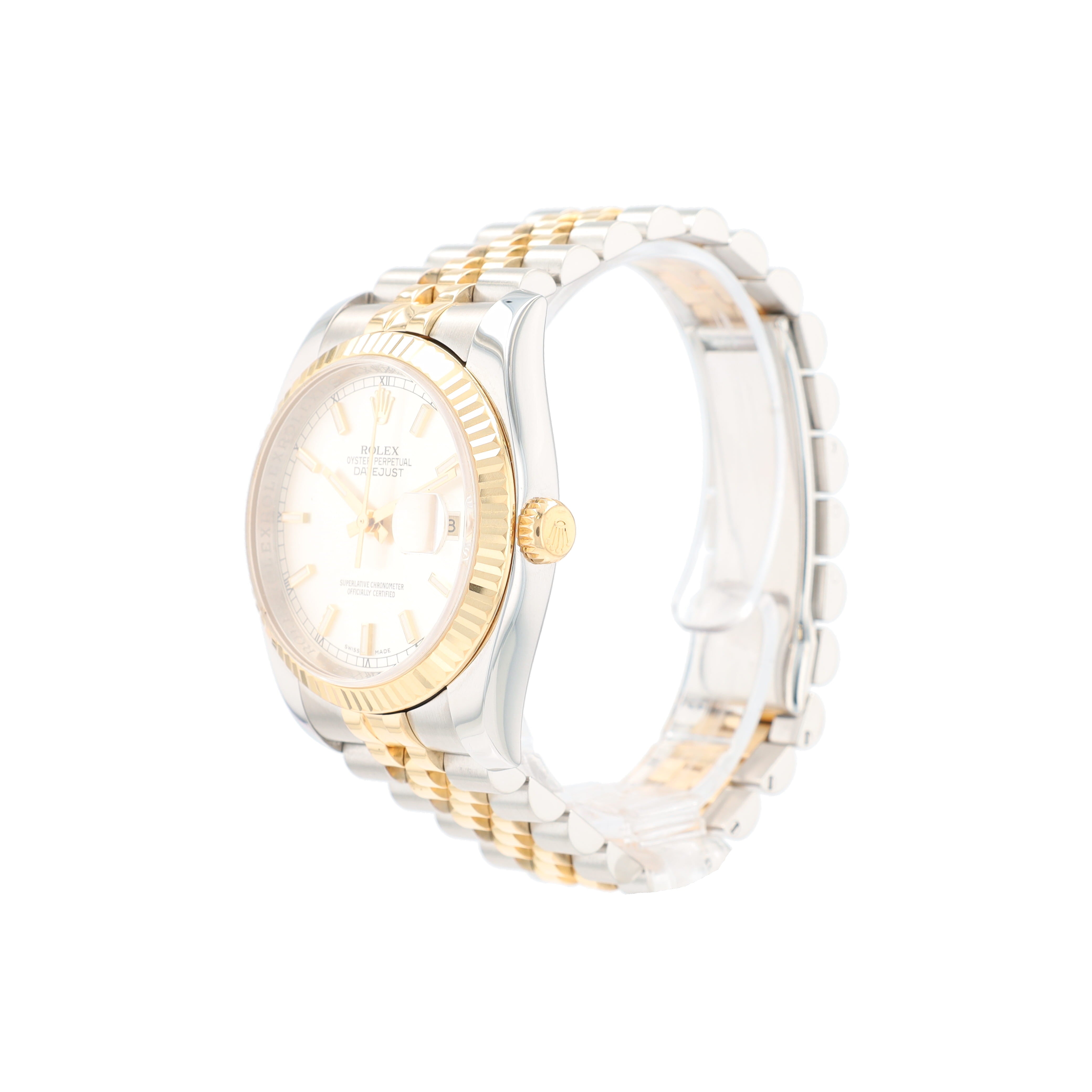 Rolex Datejust 116233 36mm Silver Index Luminous Dial Fluted Bezel Jubilee Band