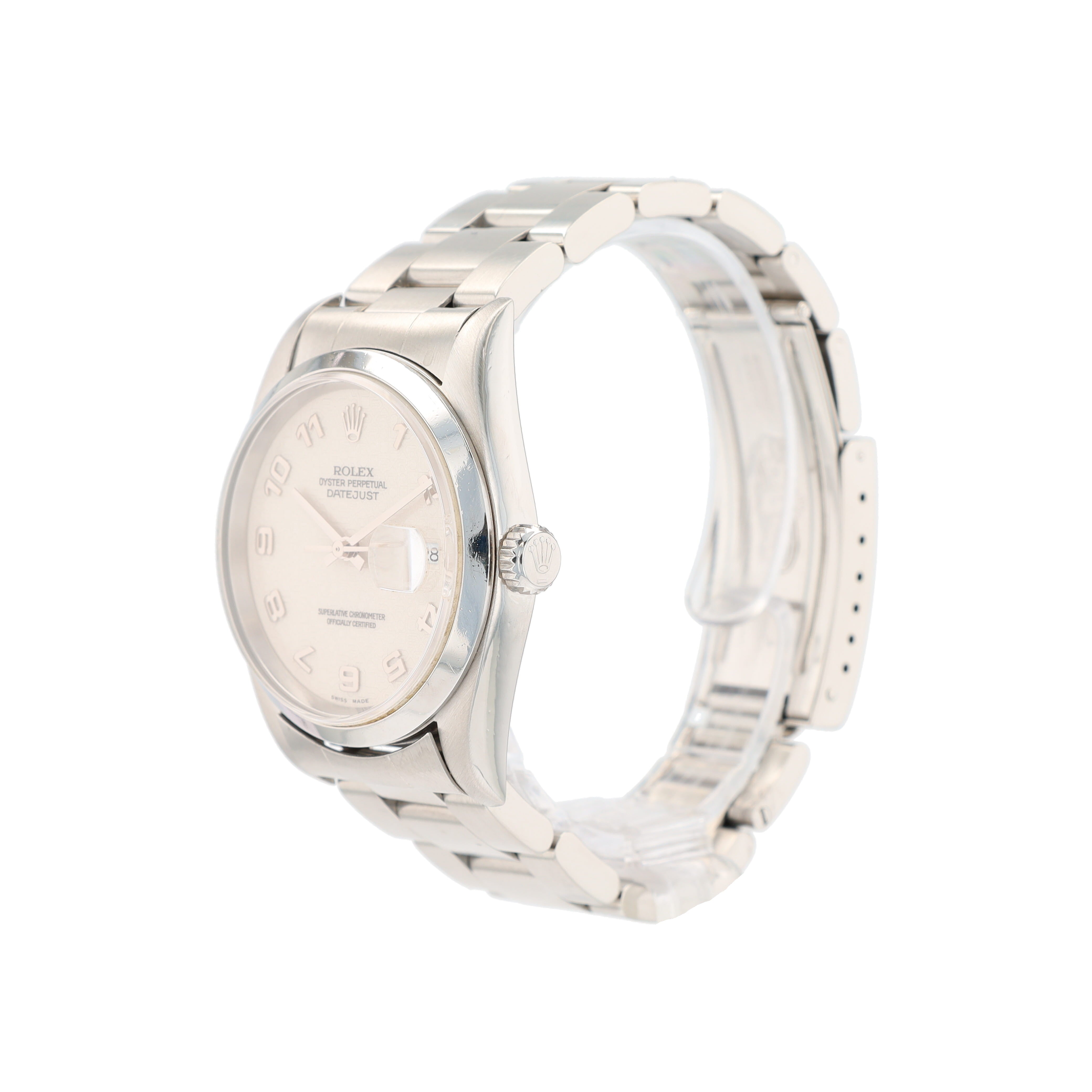 Rolex Datejust 16200 36mm Cream Jubilee Arabic Dial Smooth Bezel Oyster Band