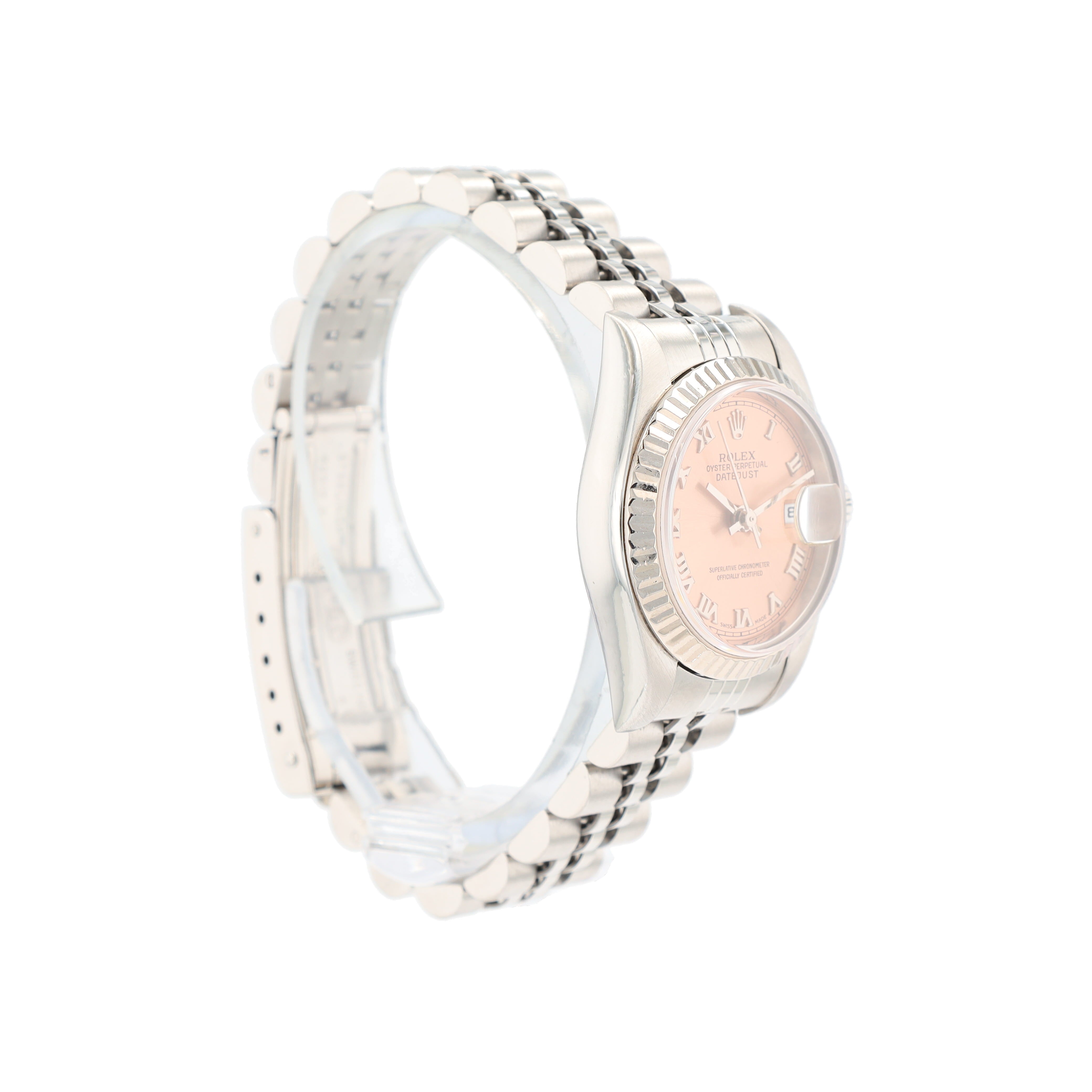Rolex Datejust 69174 26mm Salmon Roman Numeral Dial Fluted Bezel Jubilee Band
