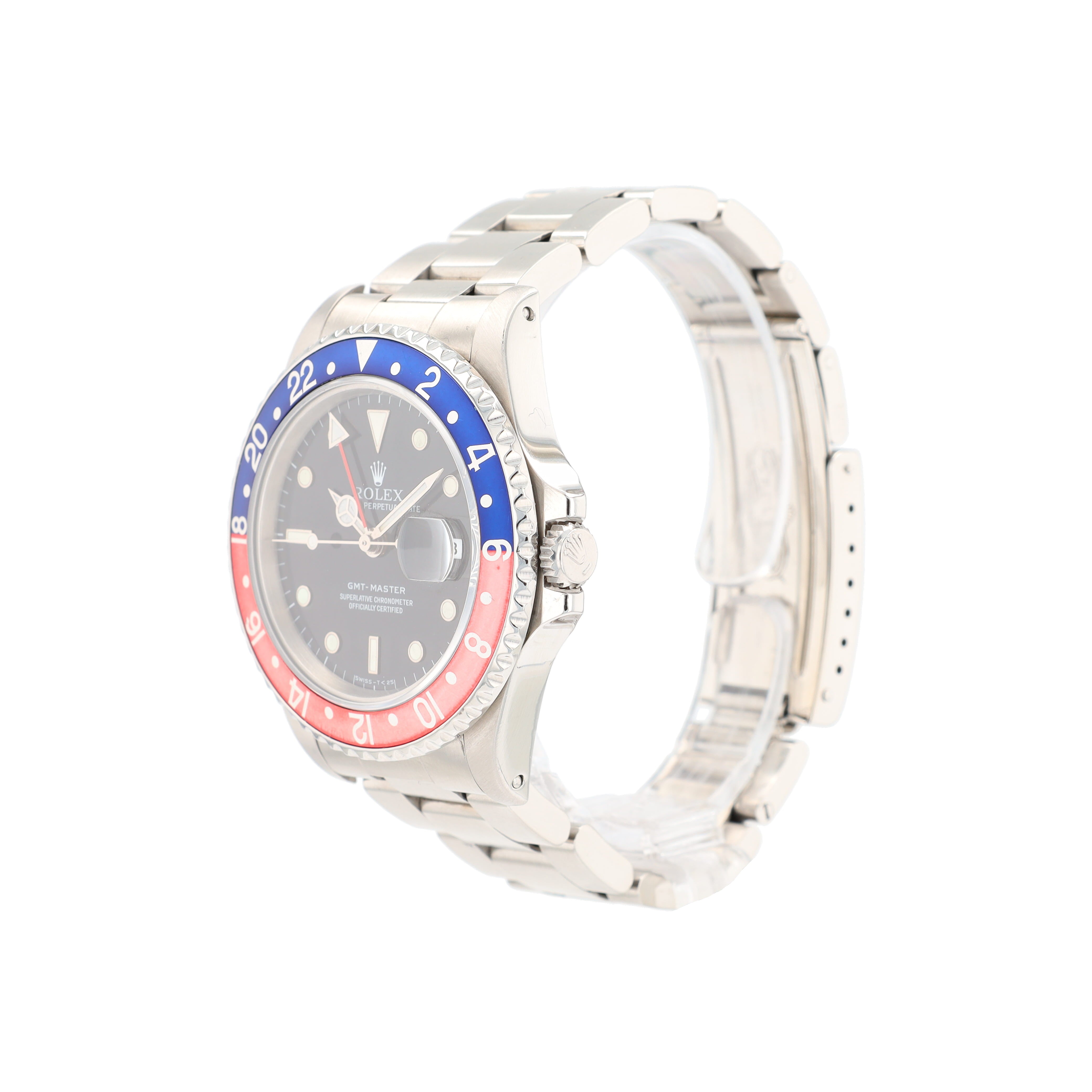 Rolex GMT Master II 16700 40mm Black White Lminous Dial Rotatable Pepsi Bezel Oyster Band