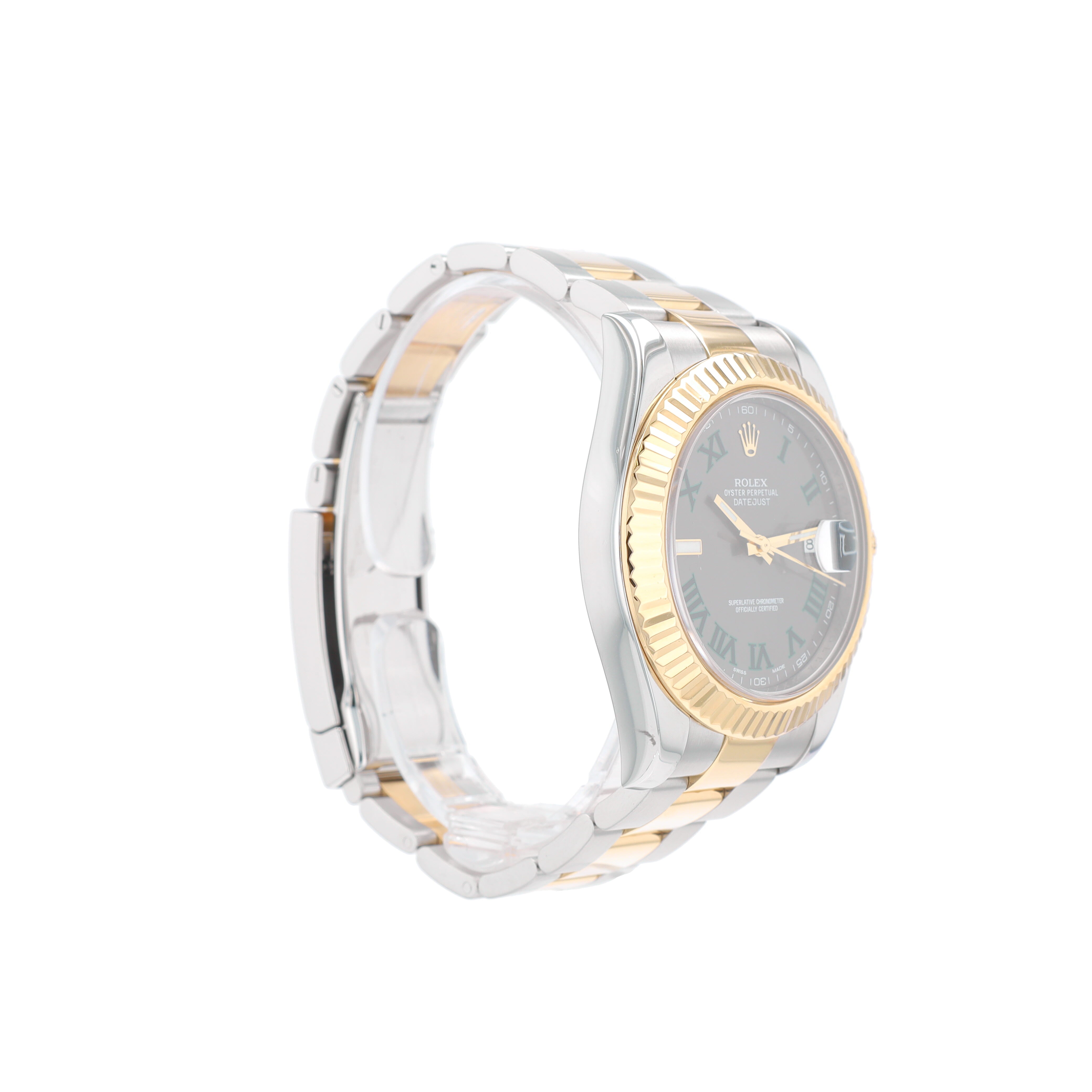 Rolex Datejust II 116333 41mm Grey Wimbledon Index & Roman Dial Fluted Bezel Oyster Band - Luxuriant Concierge