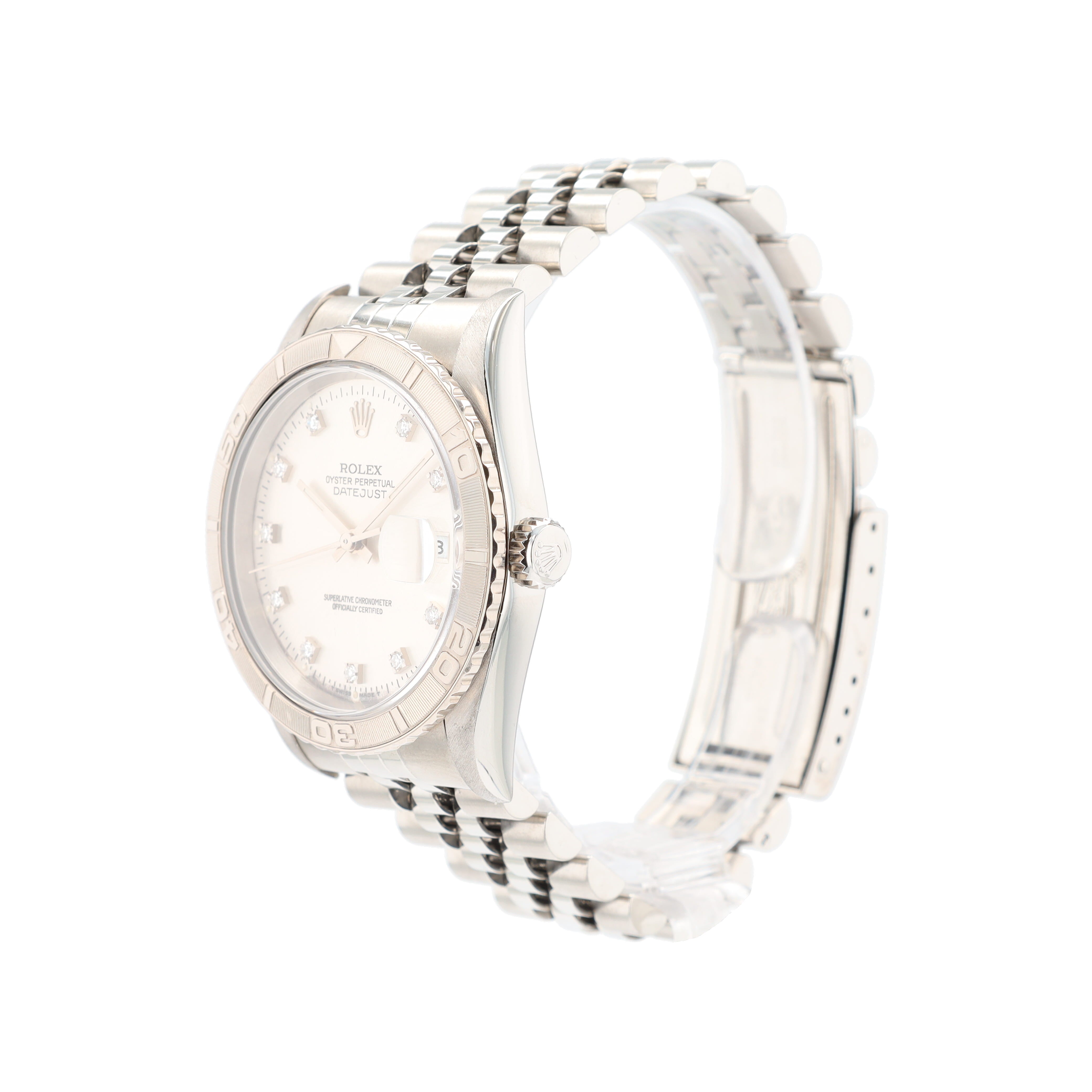 Rolex Datejust 16264 36mm Silver Diamond(O.S) Dial Turn-O-Graph Bezel Jubilee Band
