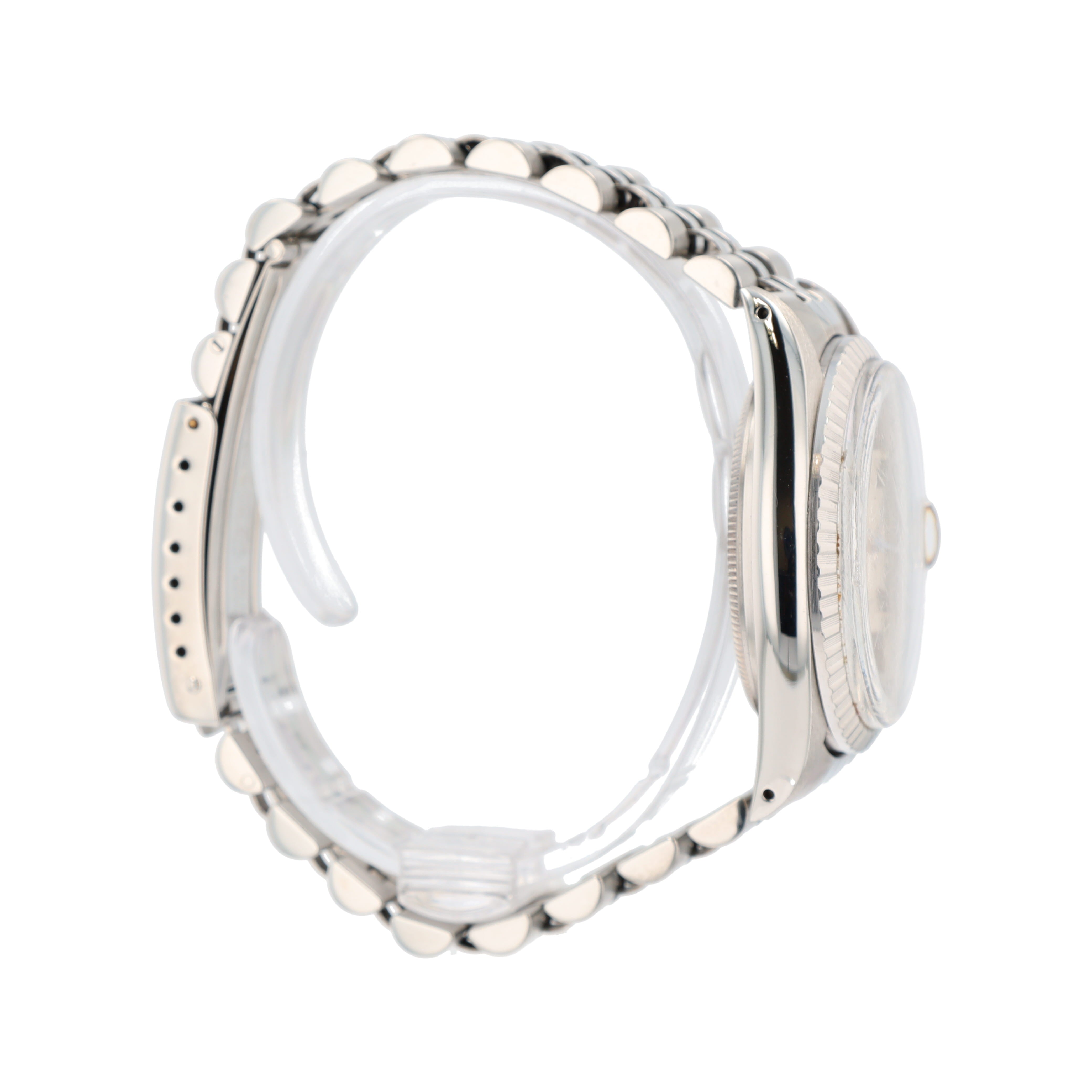 Rolex Datejust  16030 36mm Silver Index Dial Engine-turned Bezel Jubilee Band - Luxuriant Concierge