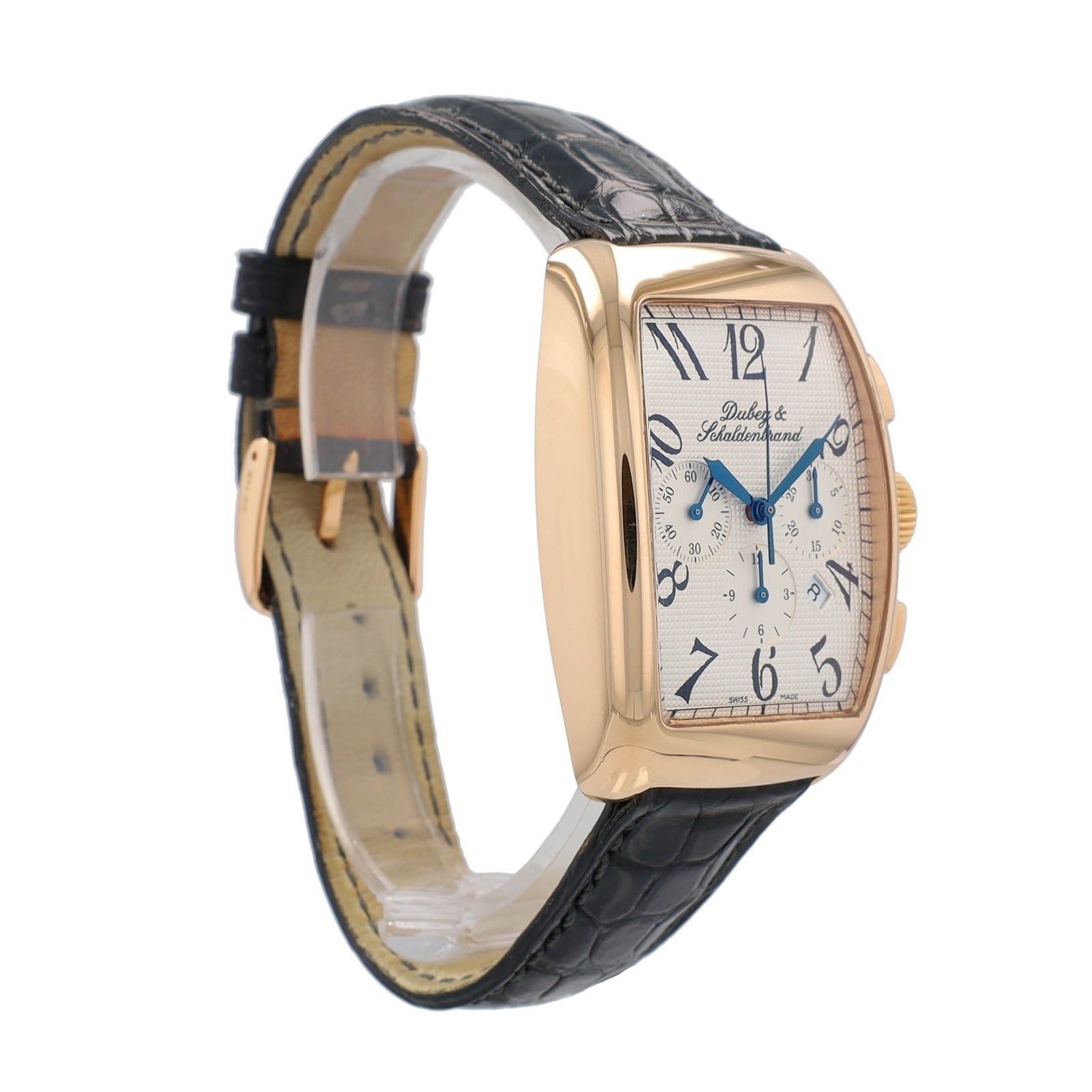 Dubery & Schaldenbrand Aerochrono Cream Dial 18K Yellow Gold Bezel Leather Band