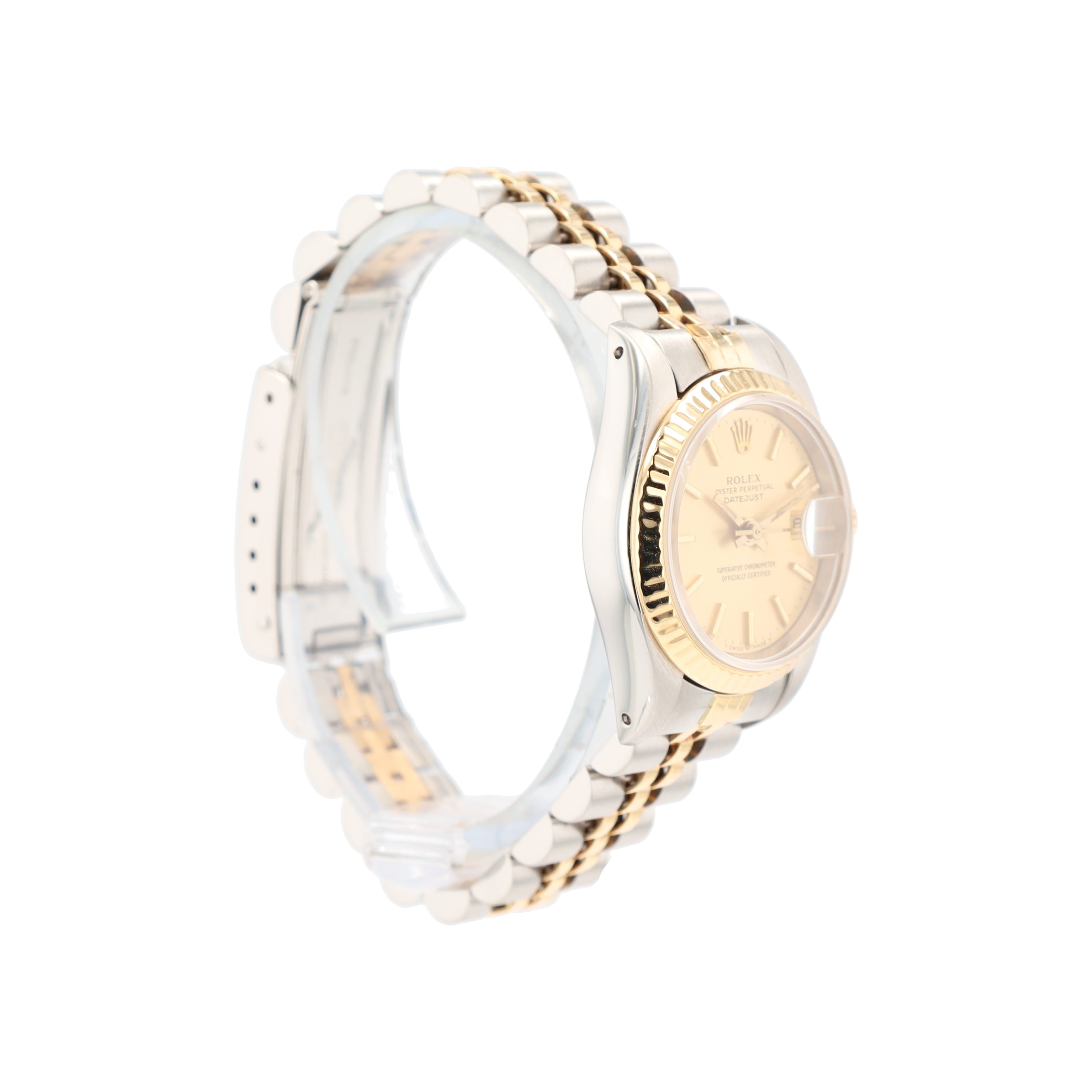 Rolex Datejust 69173 26mm Champagne Index Dial Fluted Bezel Jubilee Band