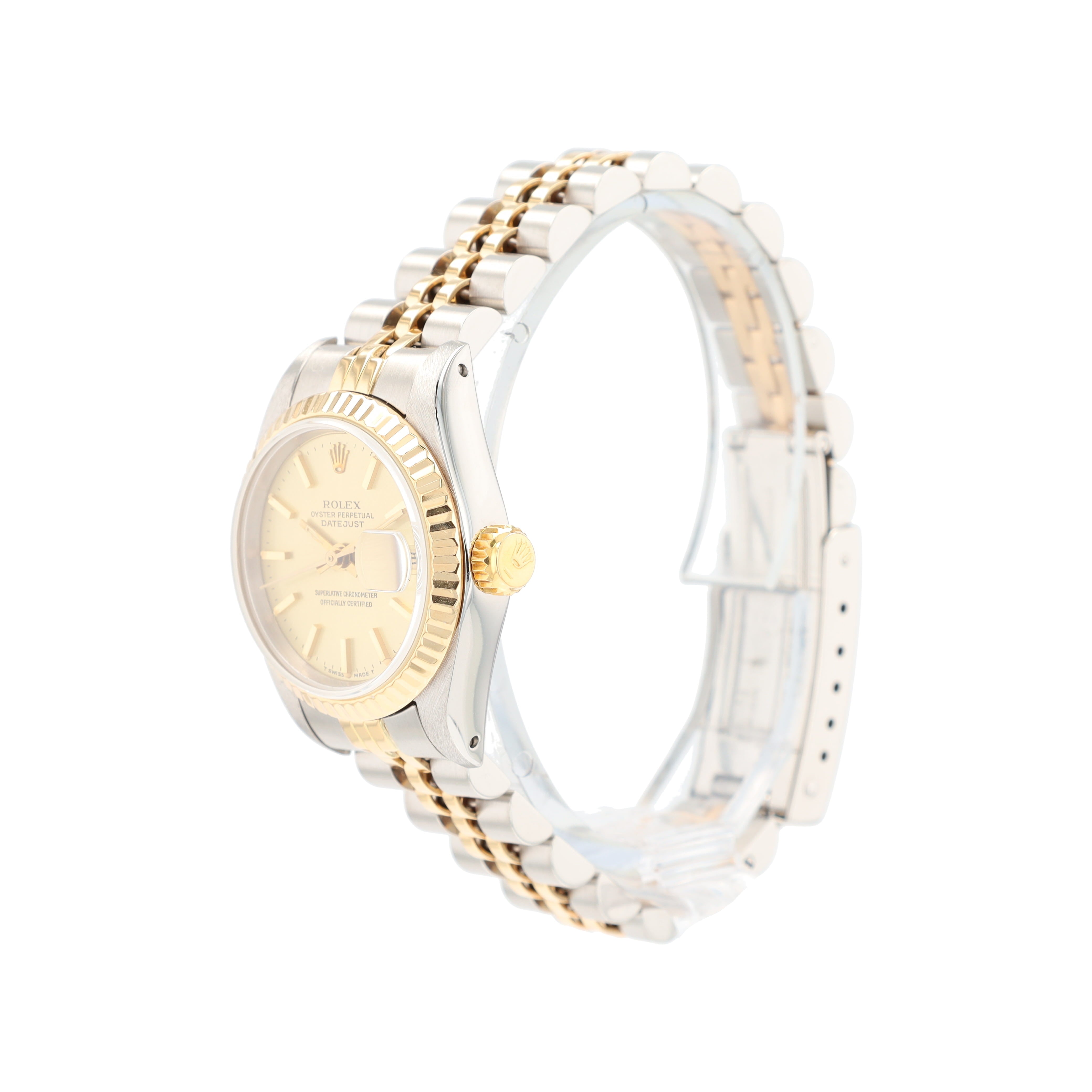 Rolex Datejust  69173 26mm Champagne Index Dial Fluted Bezel Jubilee Band - Luxuriant Concierge