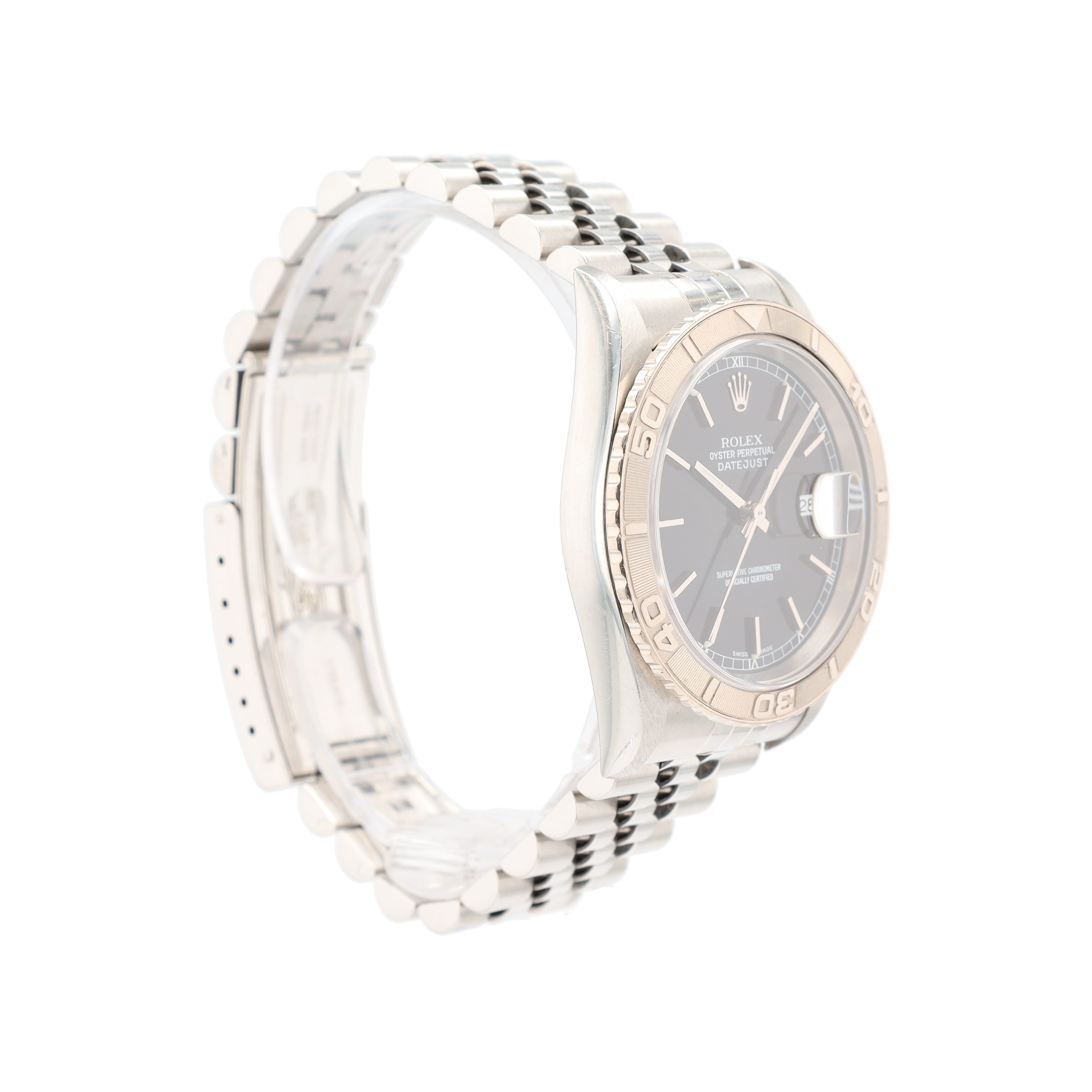 Rolex Datejust 16264 36mm Black Index Dial Turn-O-Graph Bezel Jubilee Band