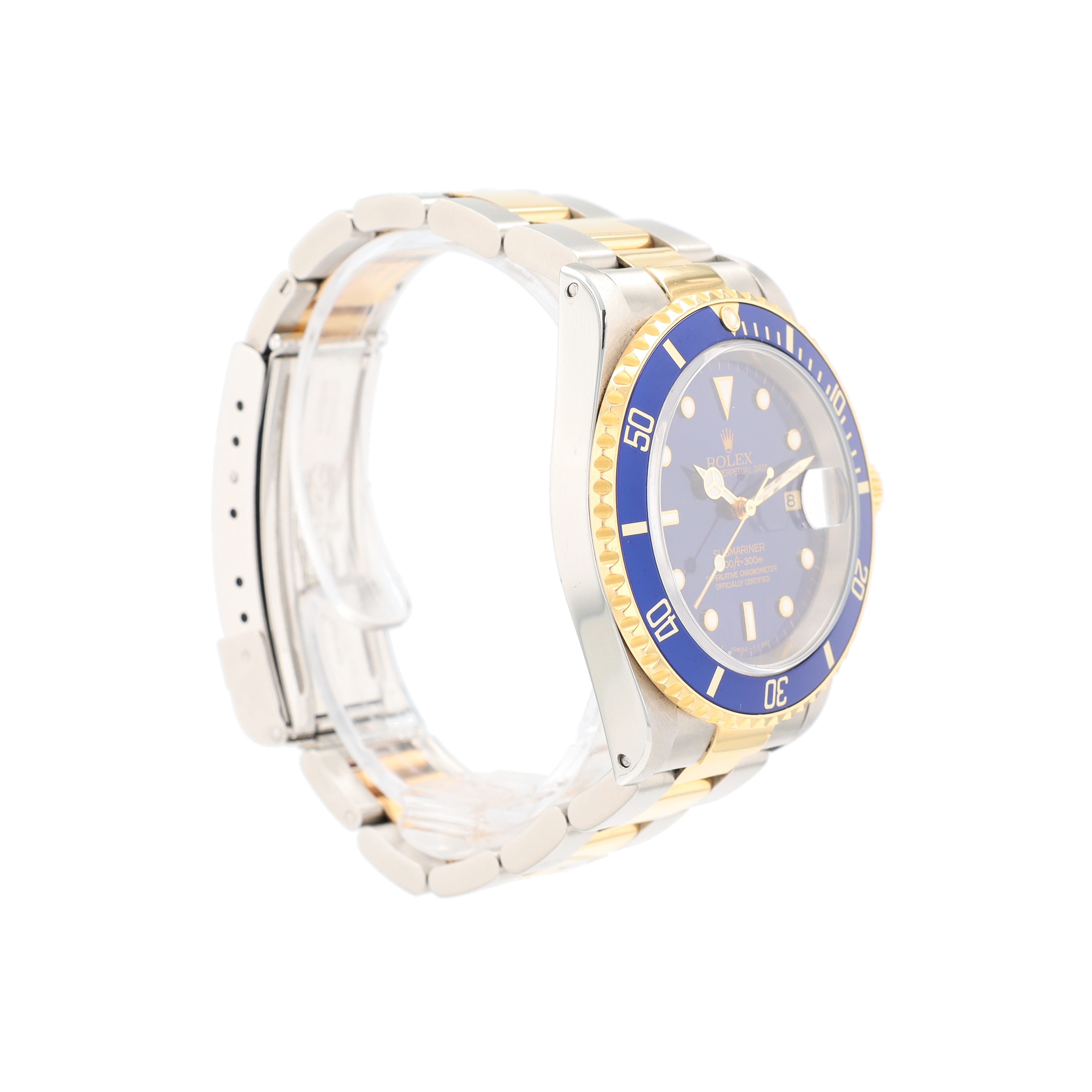 UNPOLISHED Rolex Submariner 16613 40mm Blue Luminous Dial Rotatable Bezel w/ Blue Insert Bezel Oyster Band - Luxuriant Concierge