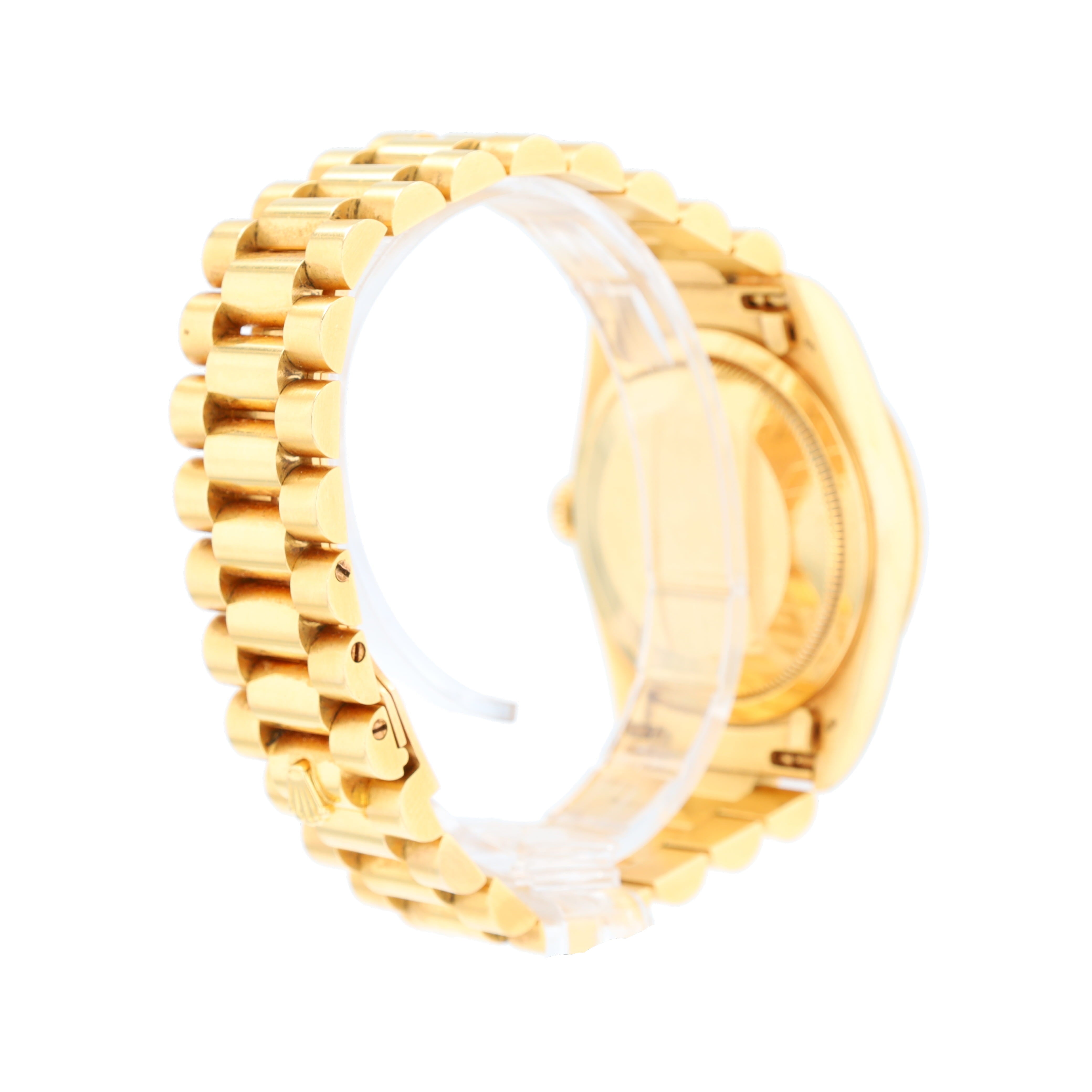 Rolex Day-Date 18238 36mm Champagne Index Dial Fluted Bezel President Band - Luxuriant Concierge