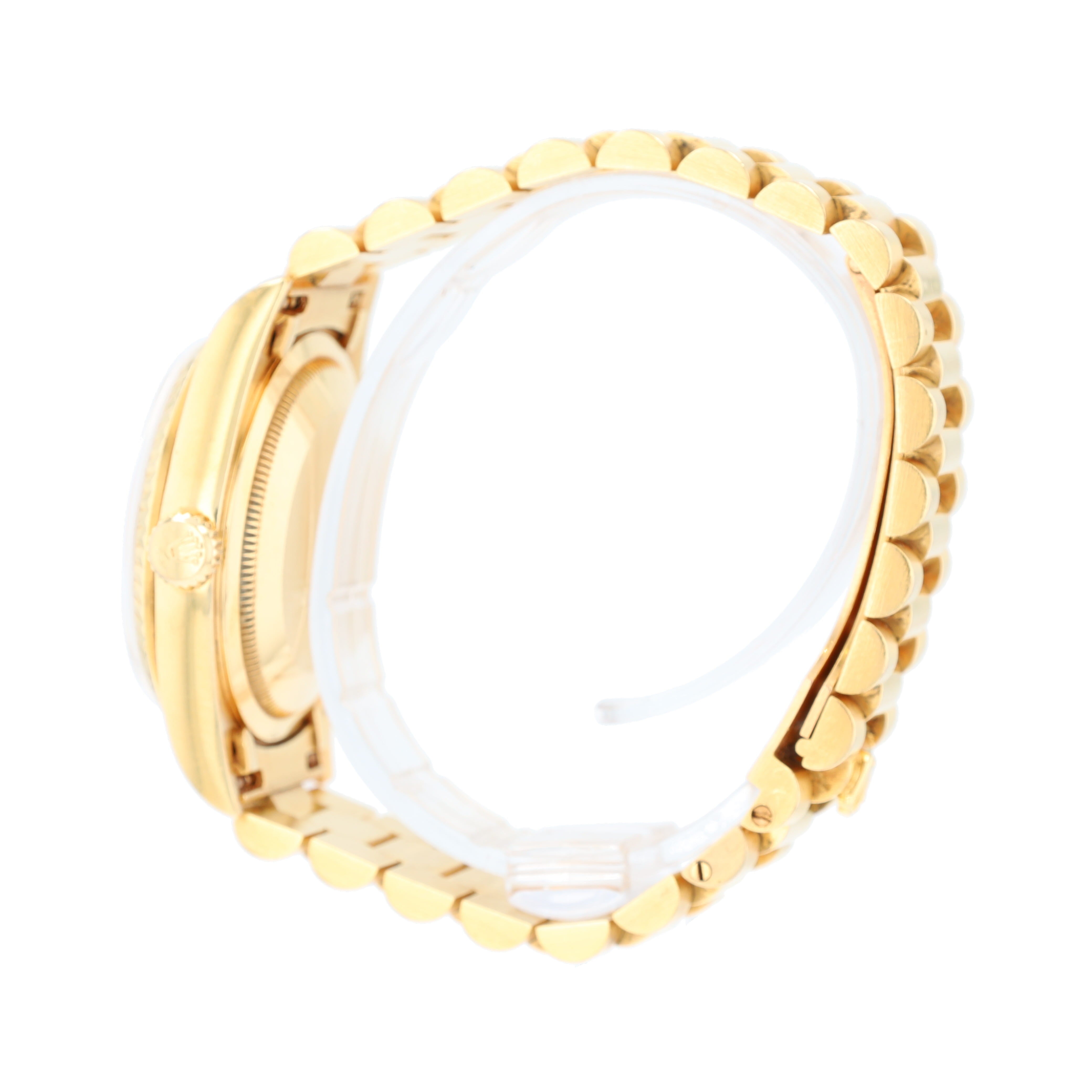 Rolex Day-Date 18238 36mm Champagne Index Dial Fluted Bezel President Band - Luxuriant Concierge