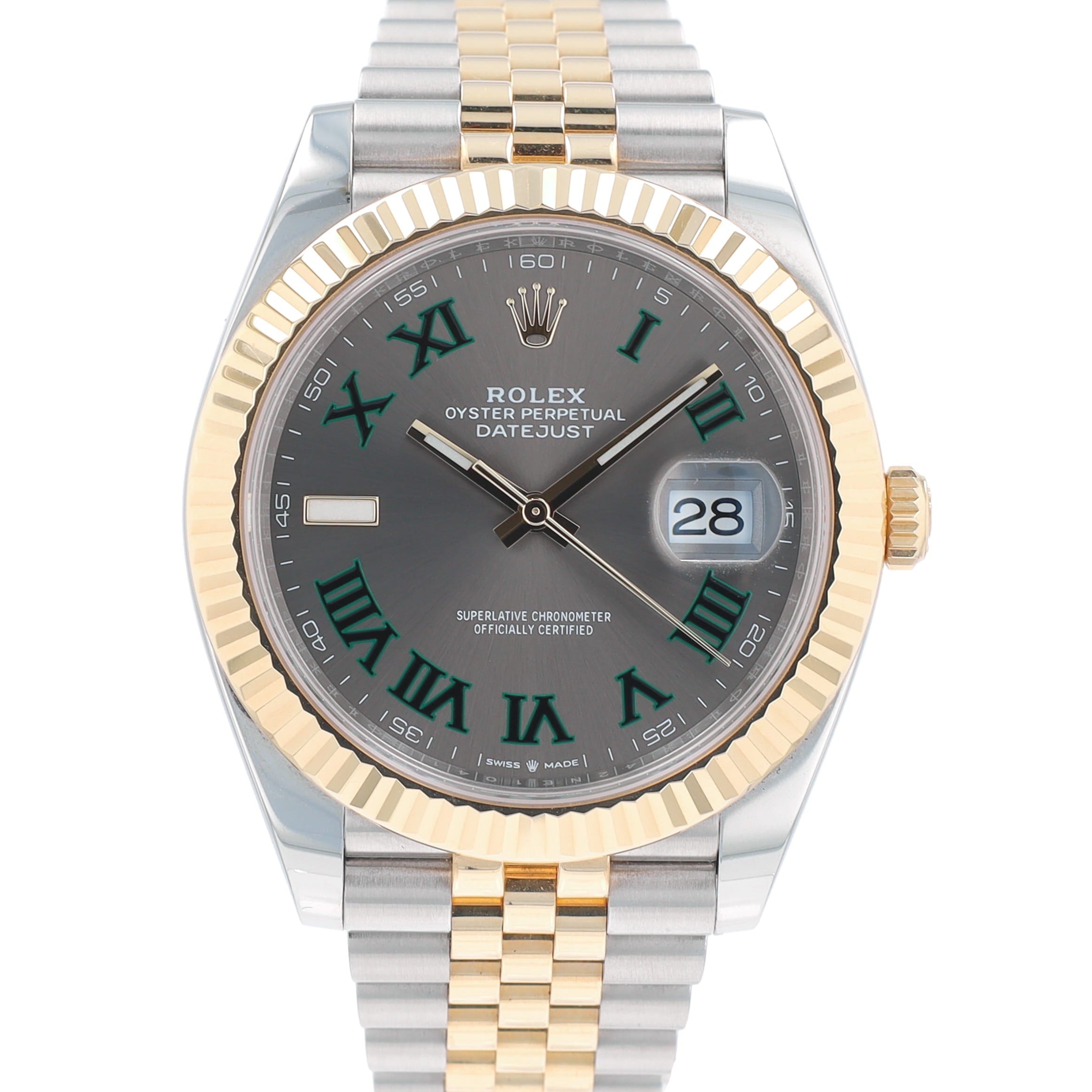 Rolex Datejust 126333 41mm Wimbledon Roman Dial Bezel Jubilee Band