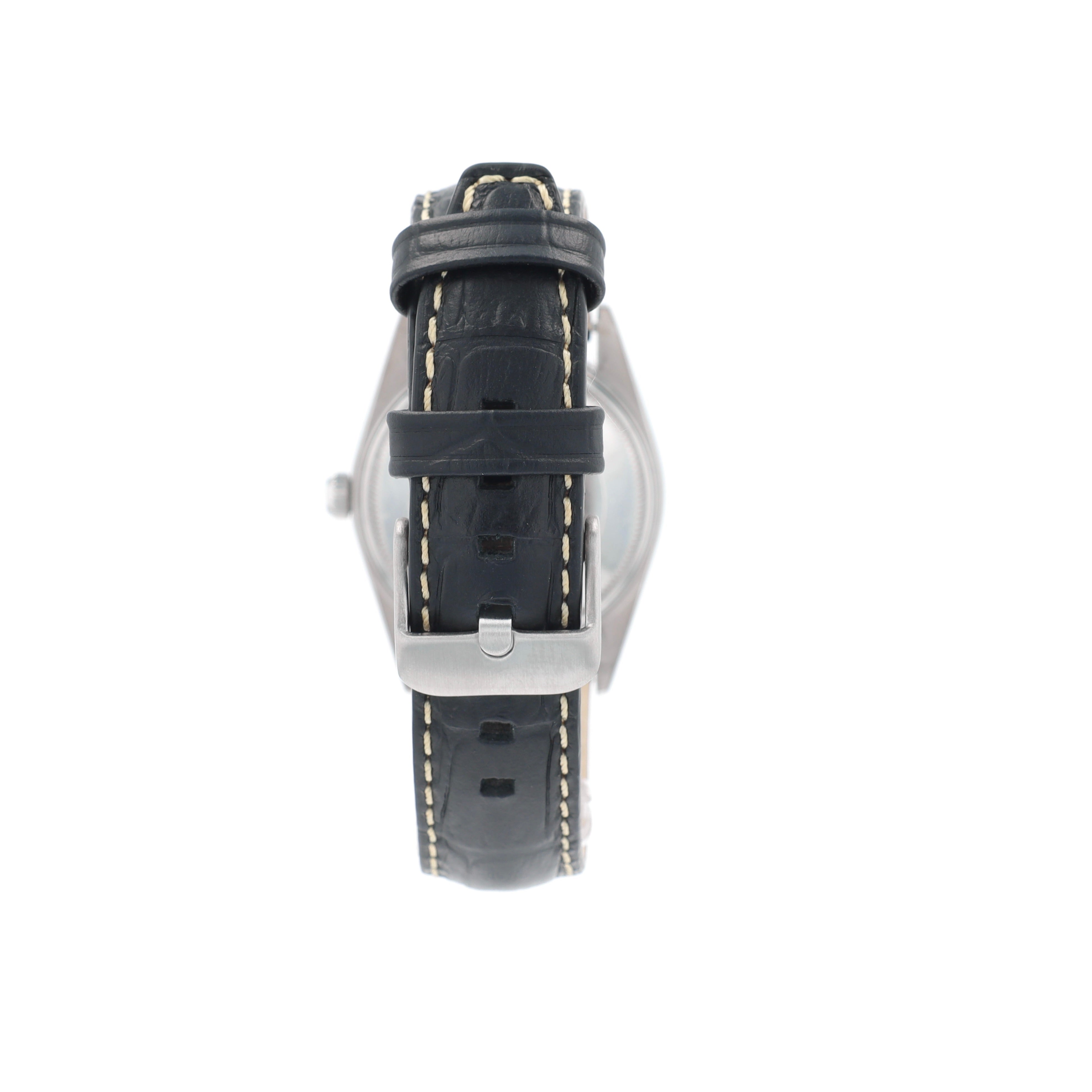Rolex Date 15010 34mm Silver Index Dial Engine-Turned Bezel No Band Band - Luxuriant Concierge
