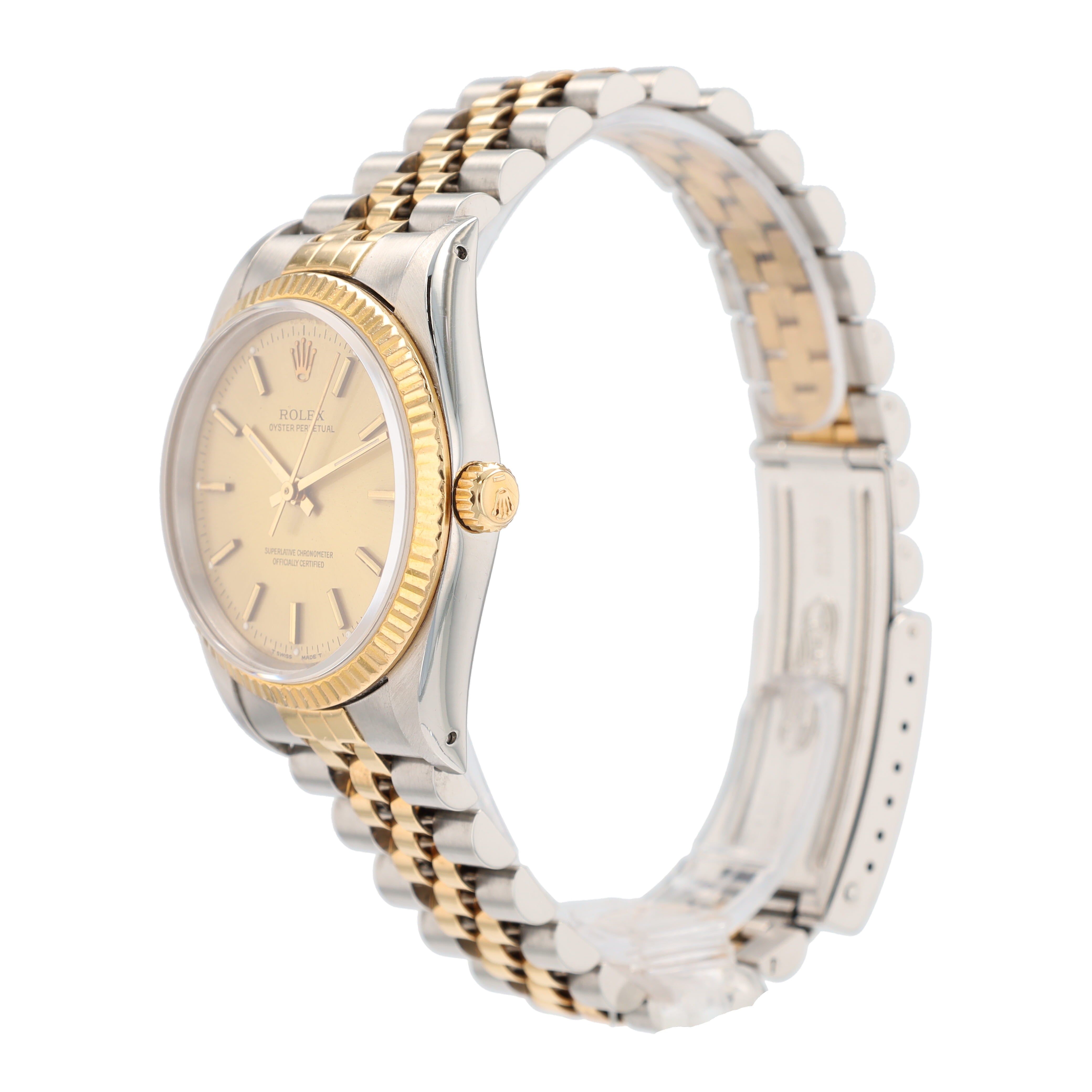 Rolex Oyster Perpetual 14233 36mm Champagne Index Dial Bezel Jubilee Band