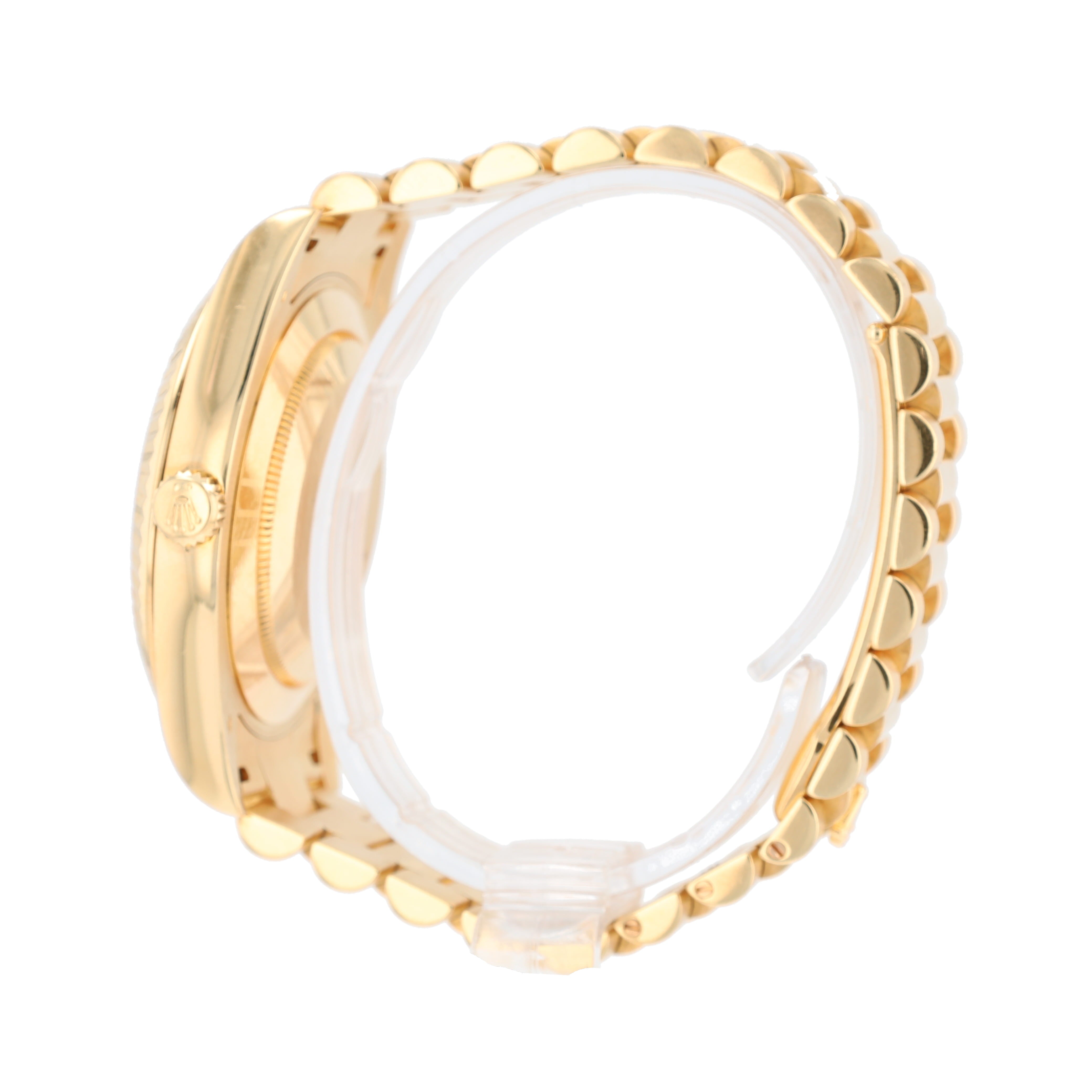 B&P Rolex Day-Date 218238 41mm White Skinny Roman Numeral Dial Fluted Bezel President Band - Luxuriant Concierge