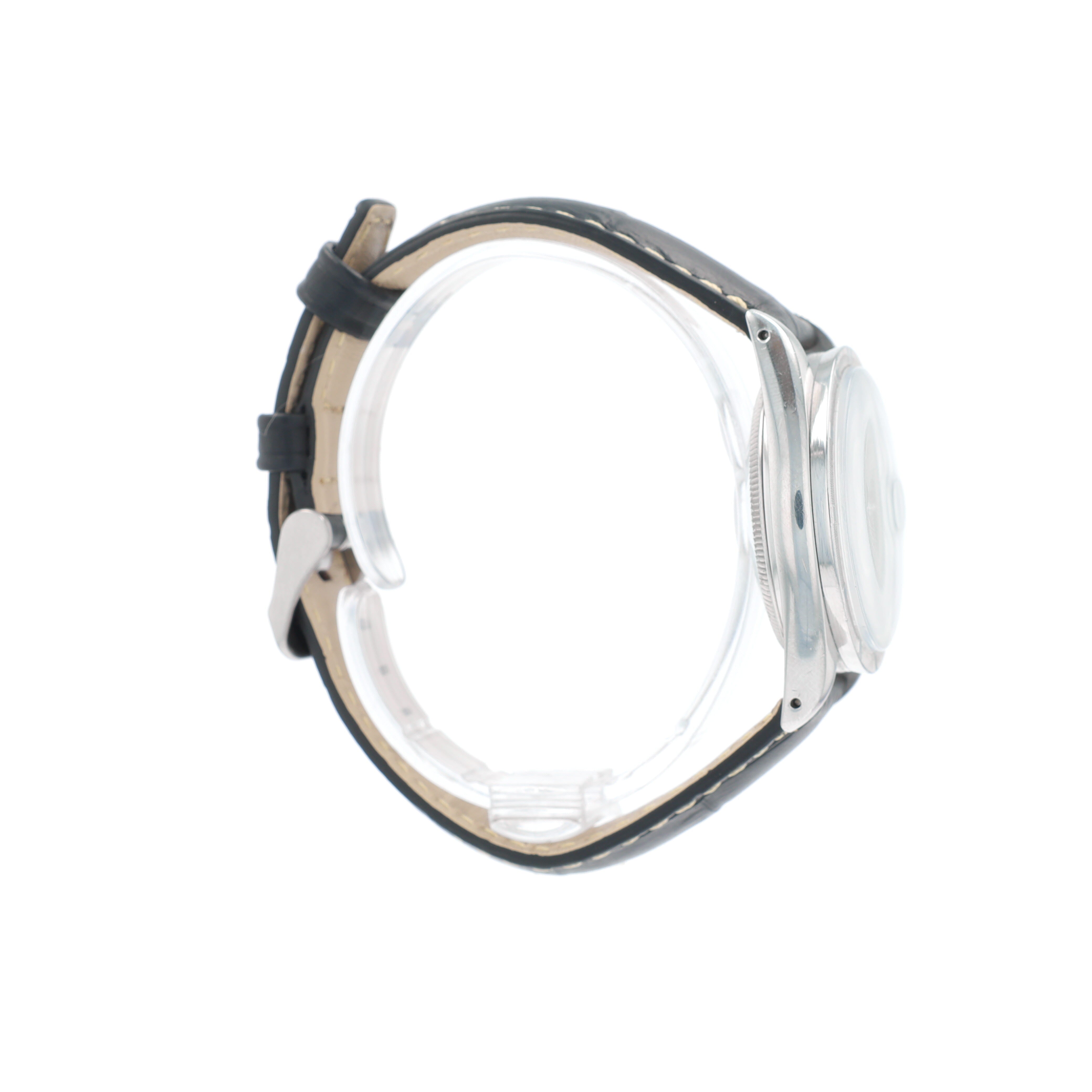 Rolex Date 15010 34mm Silver Index Dial Engine-Turned Bezel No Band Band - Luxuriant Concierge
