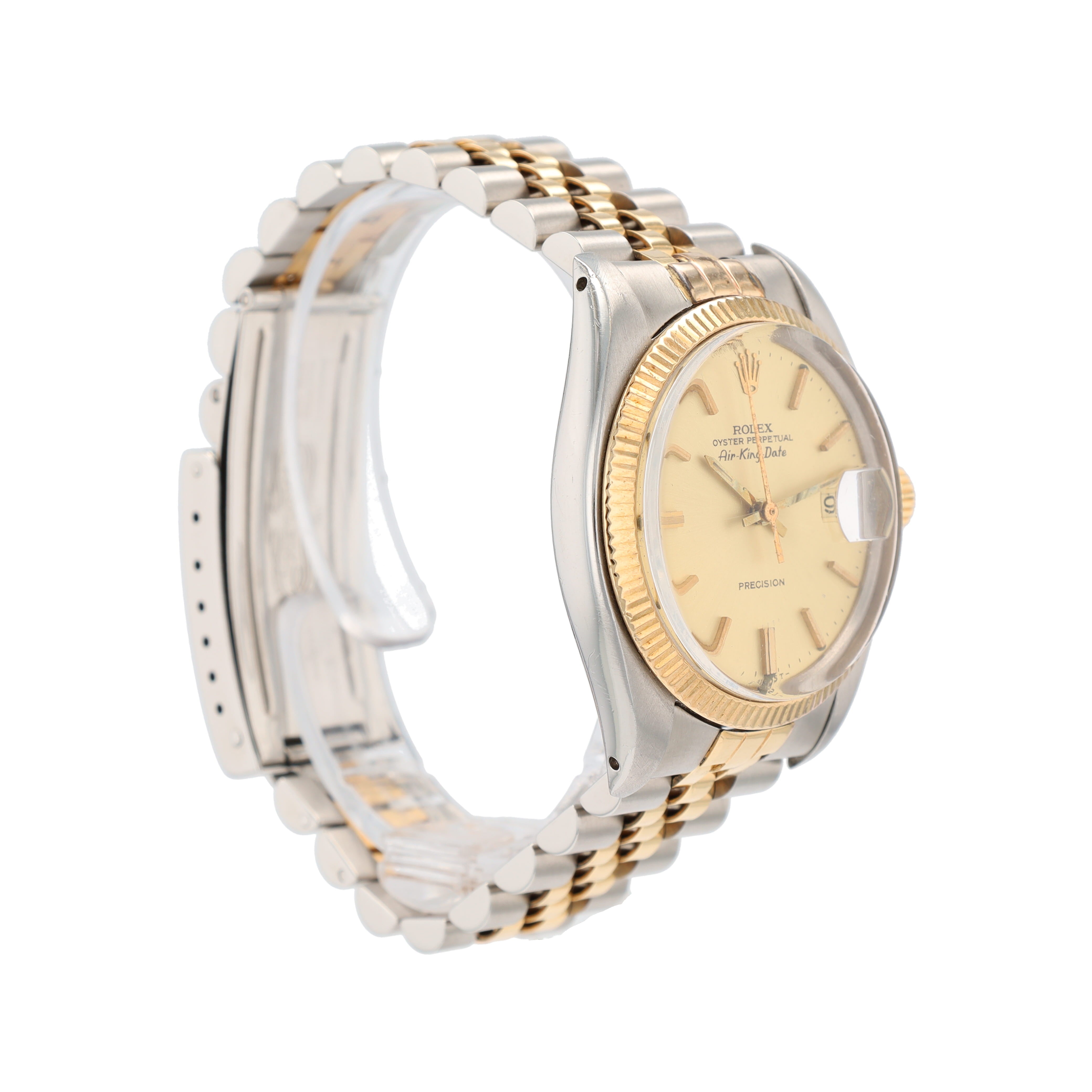 Rolex Air-King-Date 5701 36mm Champagne Index Dial Bezel Jubilee Band - Luxuriant Concierge