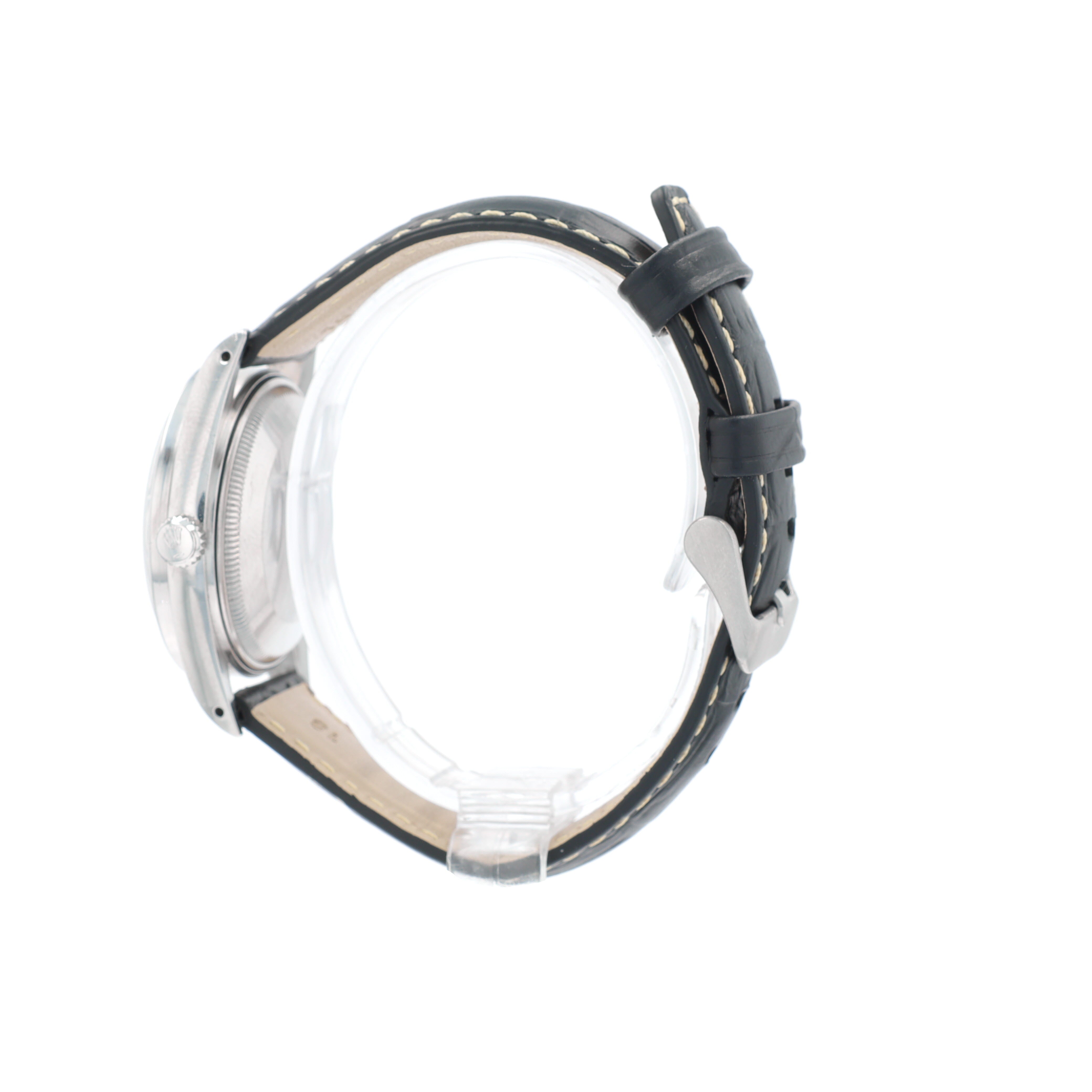 Rolex Date 15010 34mm Silver Index Dial Engine-Turned Bezel No Band Band - Luxuriant Concierge