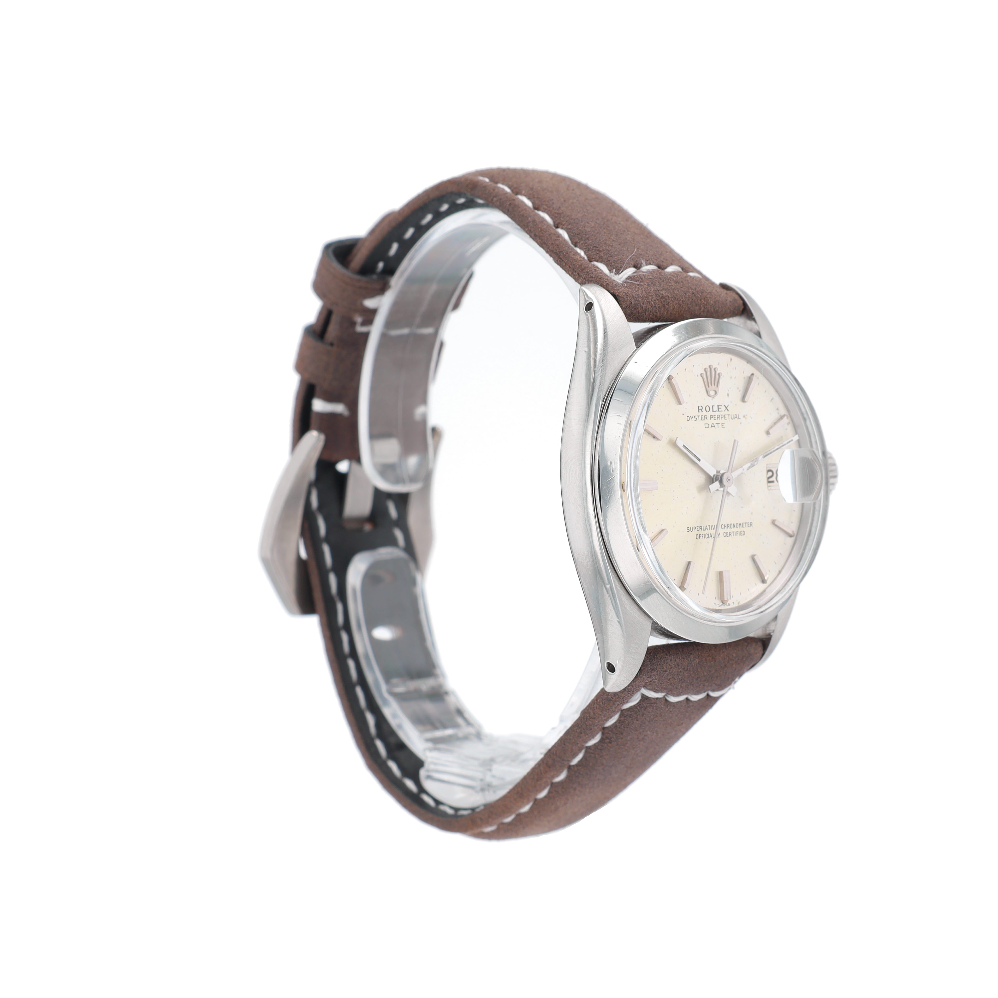 Rolex Date 1500 34mm Silver Index Dial Smooth Bezel Oyster Band