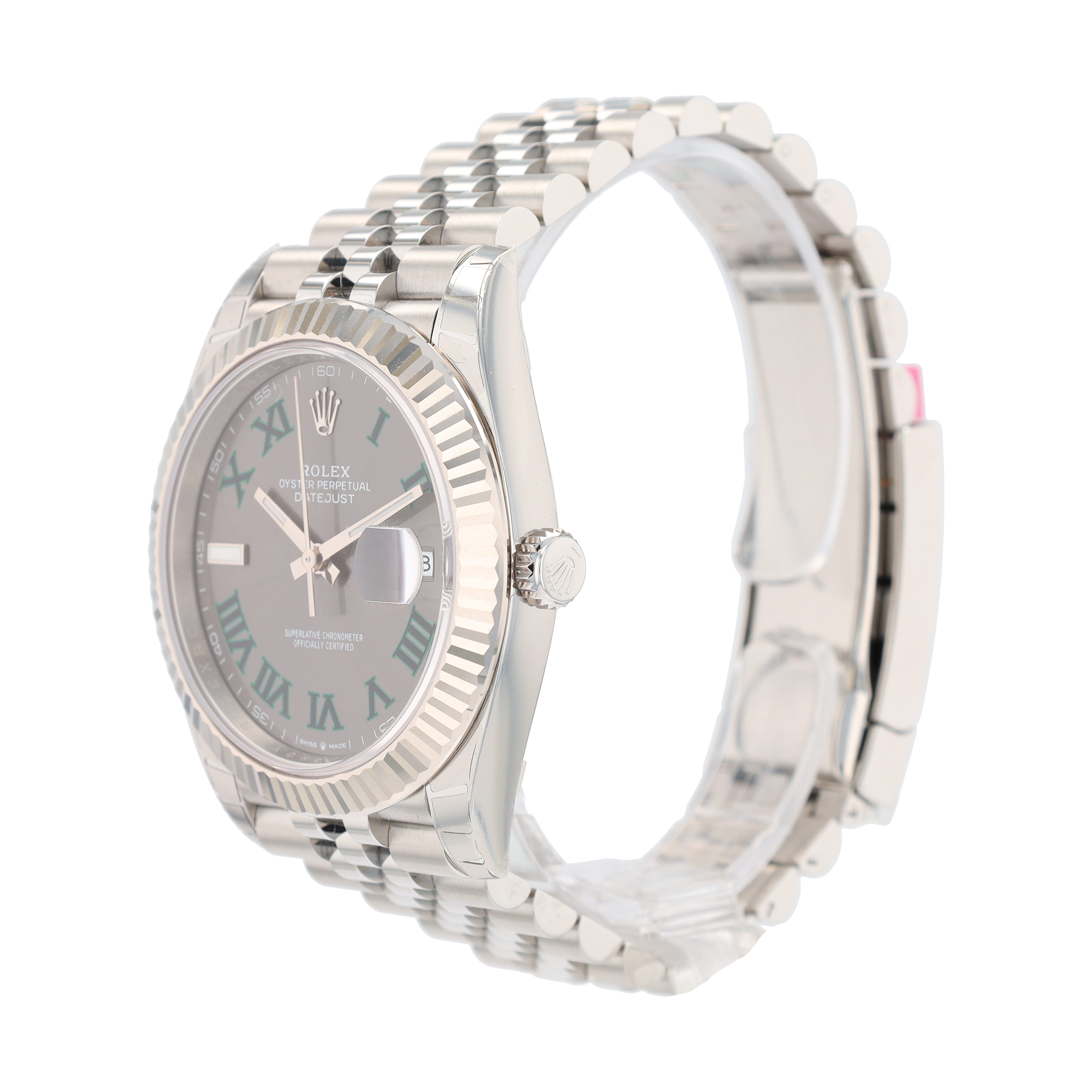 B&P Rolex Datejust 41 126334 41mm Wimbledon Roman Dial Fluted Bezel Jubilee Band