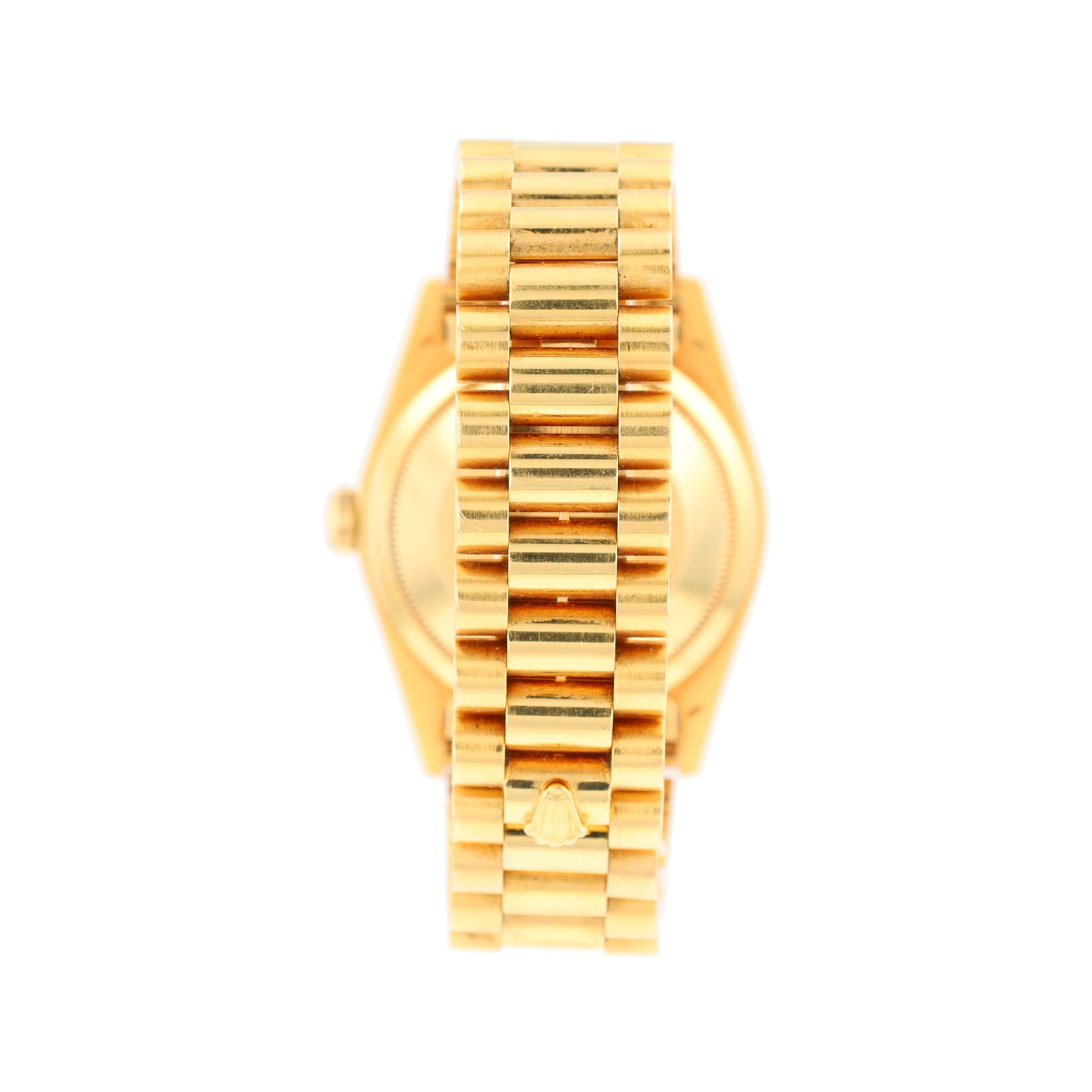 Rolex Day-Date 18238 36mm Champagne Index Dial Fluted Bezel President Band - Luxuriant Concierge