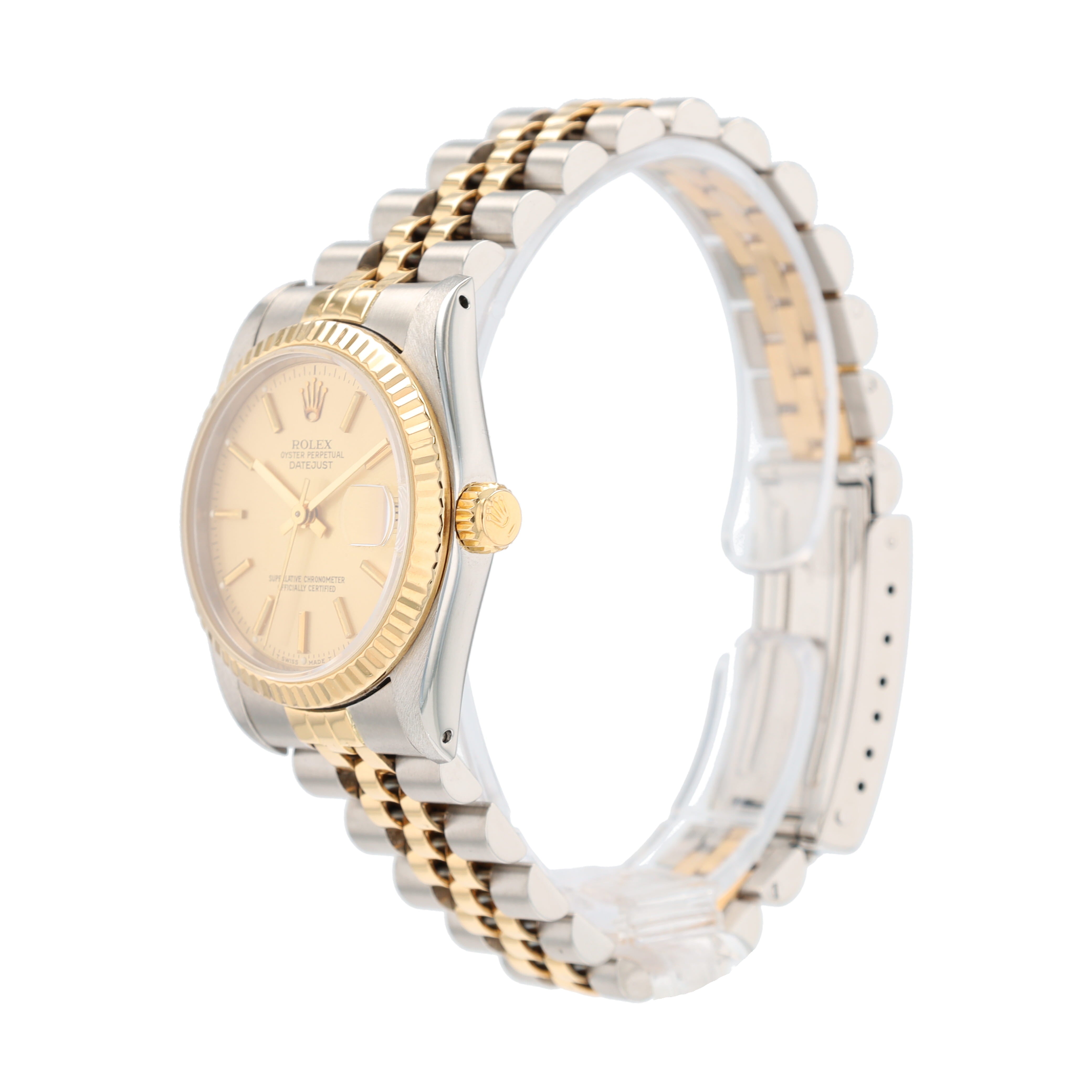 Rolex Datejust 68273 31mm Champagne Index Dial Fluted Bezel Jubilee Band