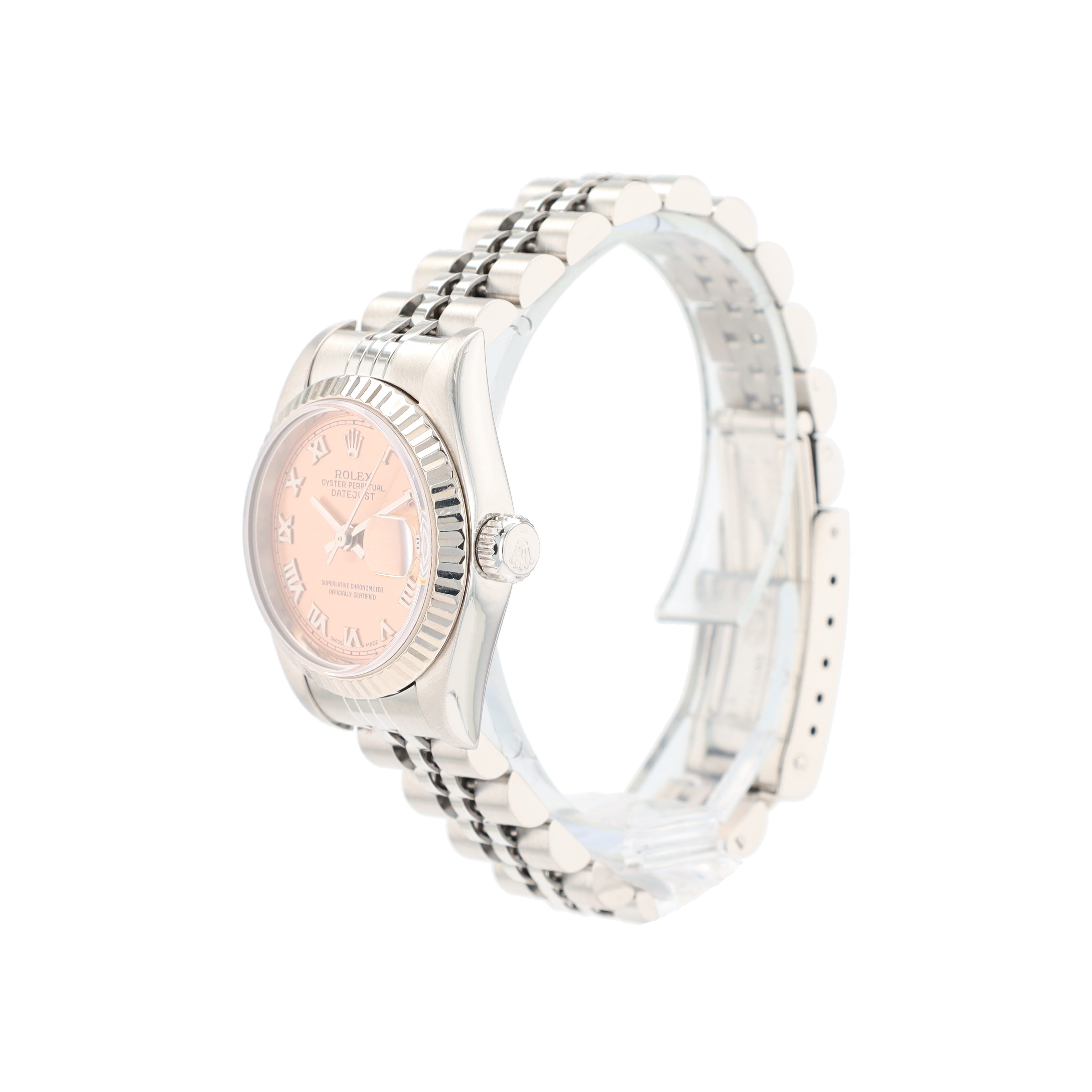 Rolex Datejust 69174 26mm Salmon Roman Numeral Dial Fluted Bezel Jubilee Band