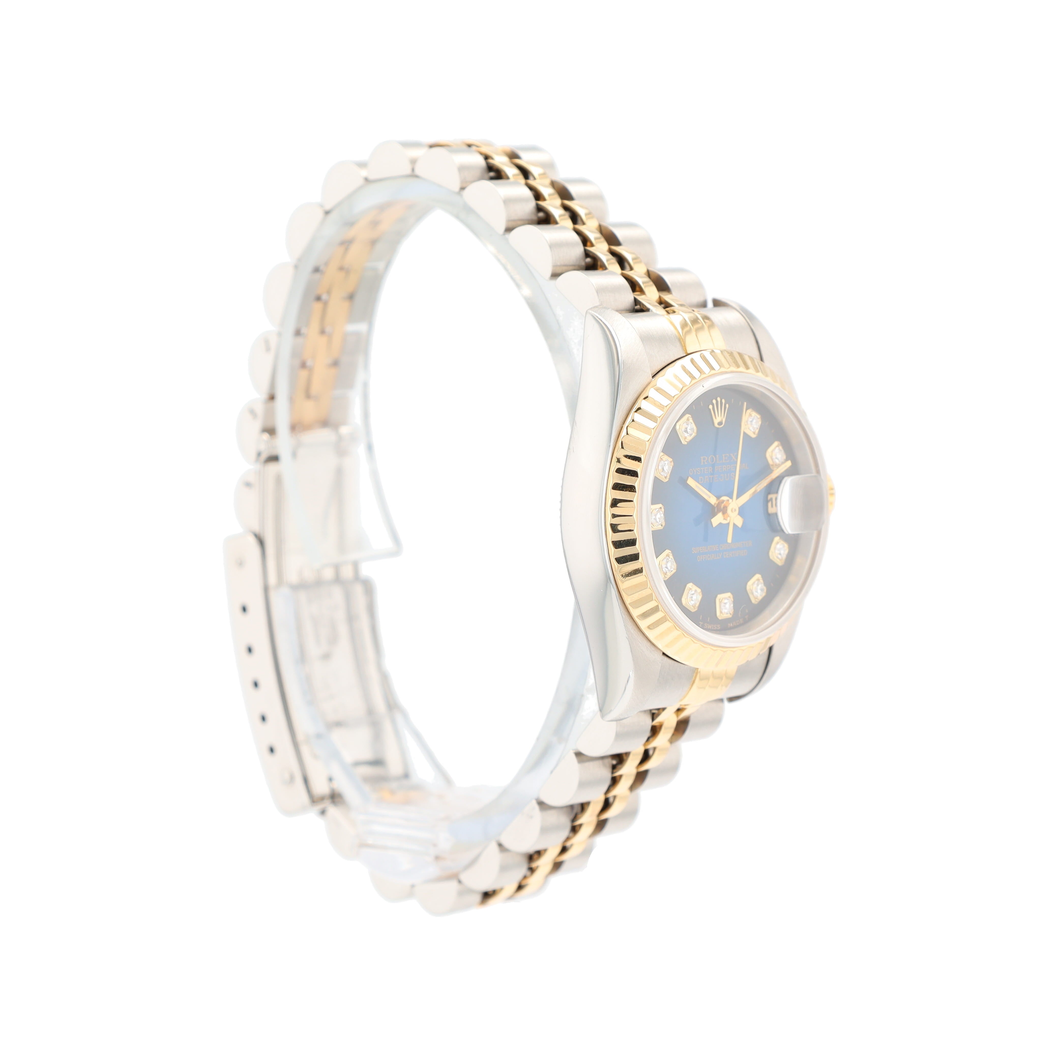 Rolex Datejust 69173 26mm Blue Vignette Diamonds (N.S) Dial Fluted Bezel Jubilee Band