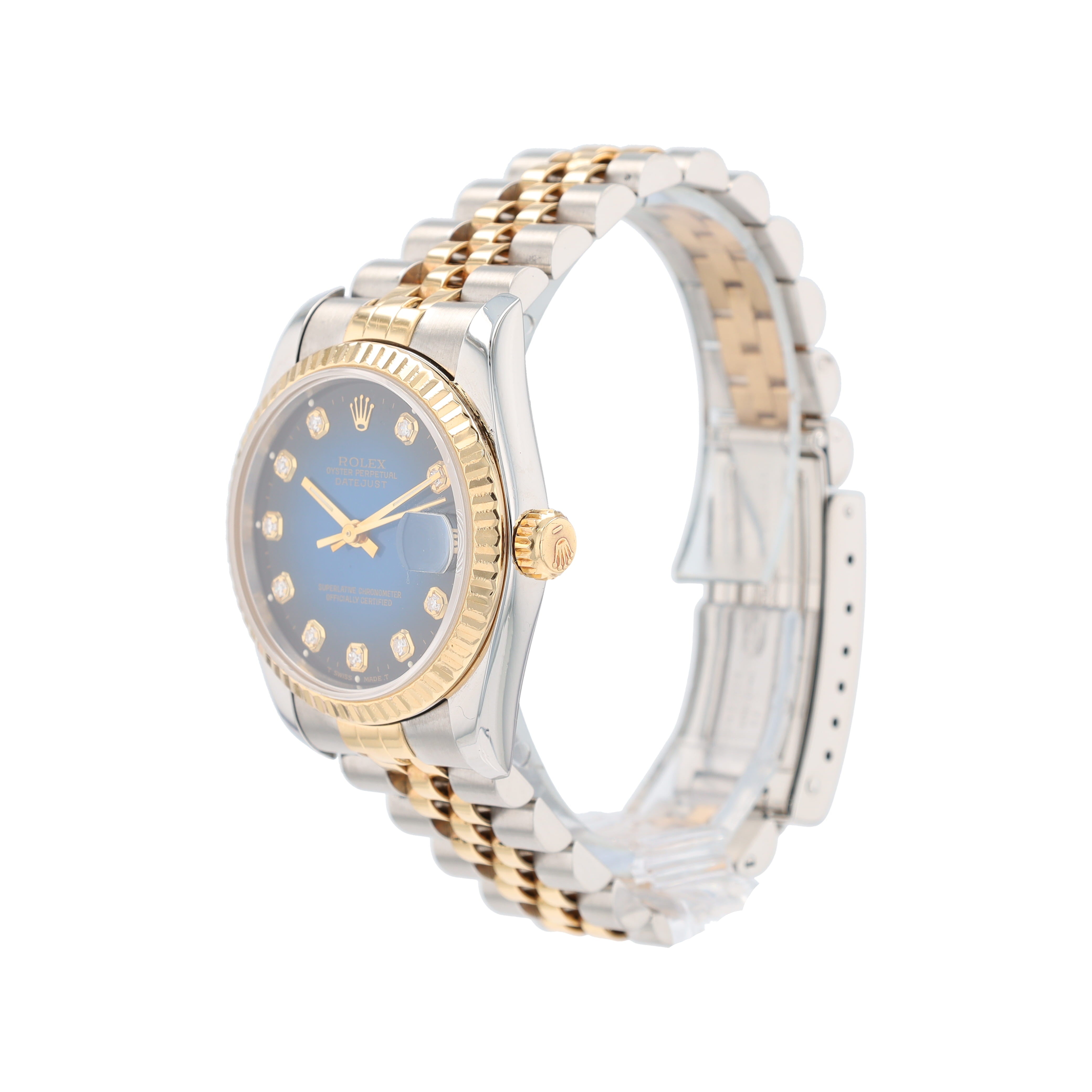 Rolex Datejust 68273 31mm Blue Vignette Diamond(N.S.) Dial Fluted Bezel Jubilee Band