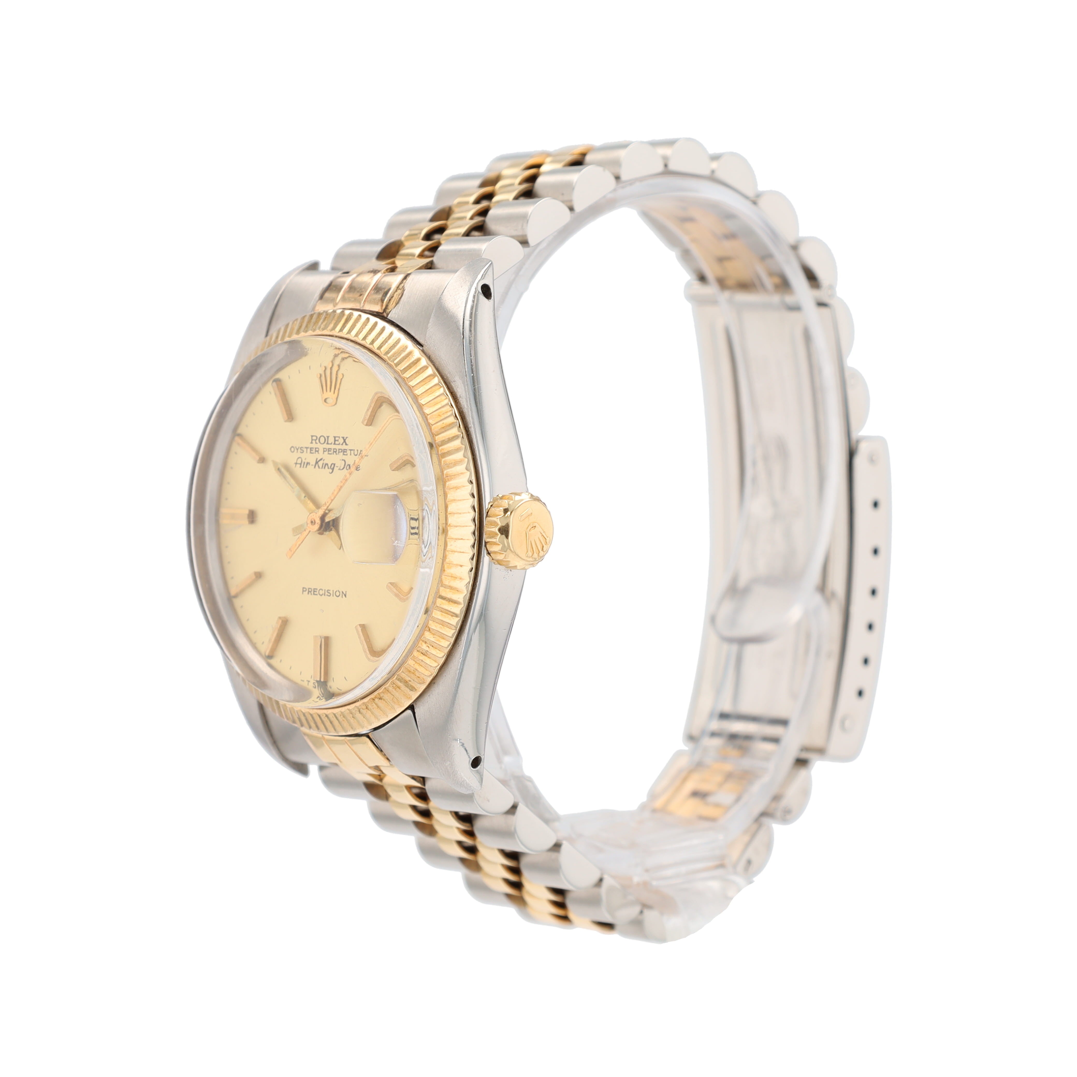Rolex Air-King-Date 5701 36mm Champagne Index Dial Bezel Jubilee Band - Luxuriant Concierge