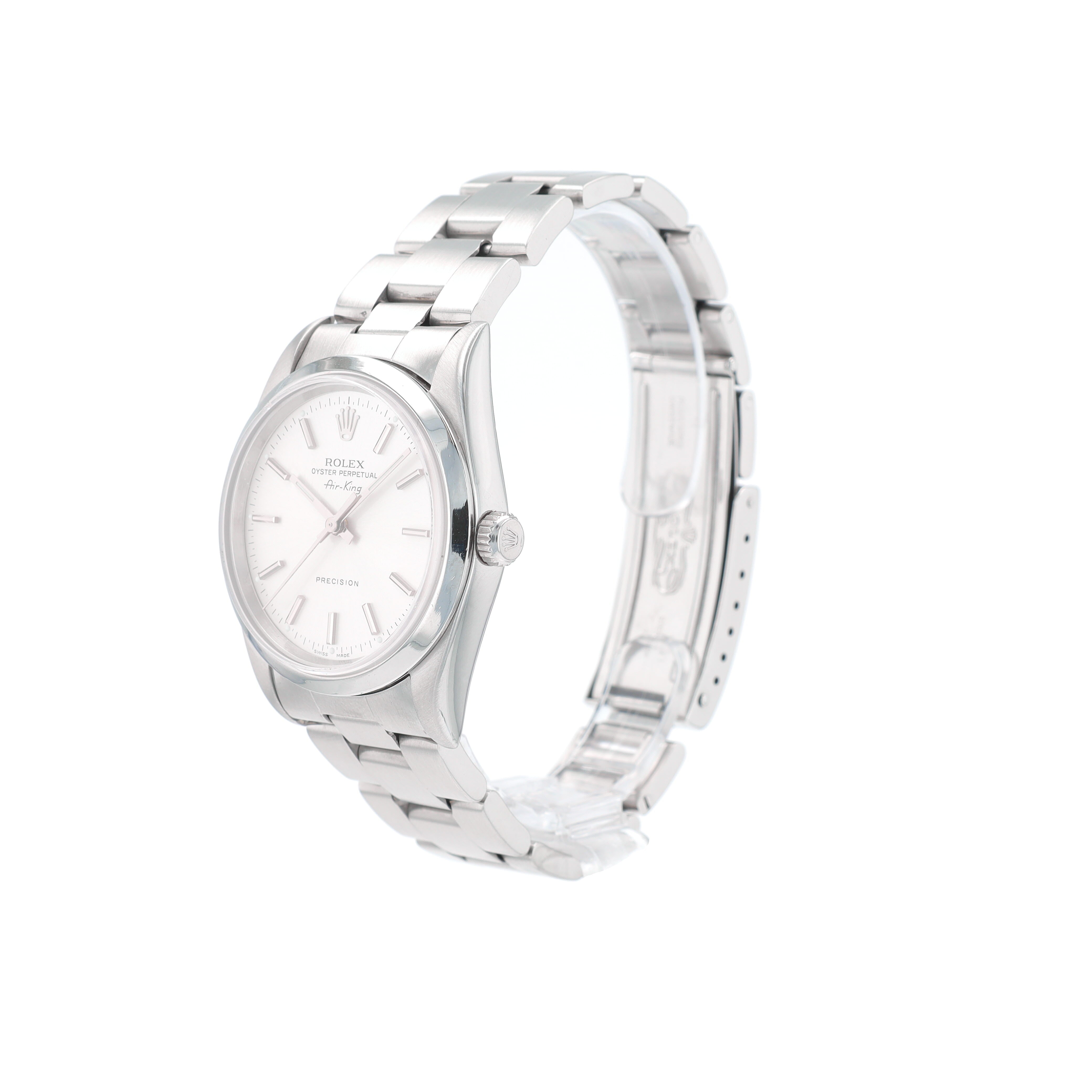 Rolex Air-King 14000 34mm Silver Index Dial Smooth Bezel Oyster Band - Luxuriant Concierge