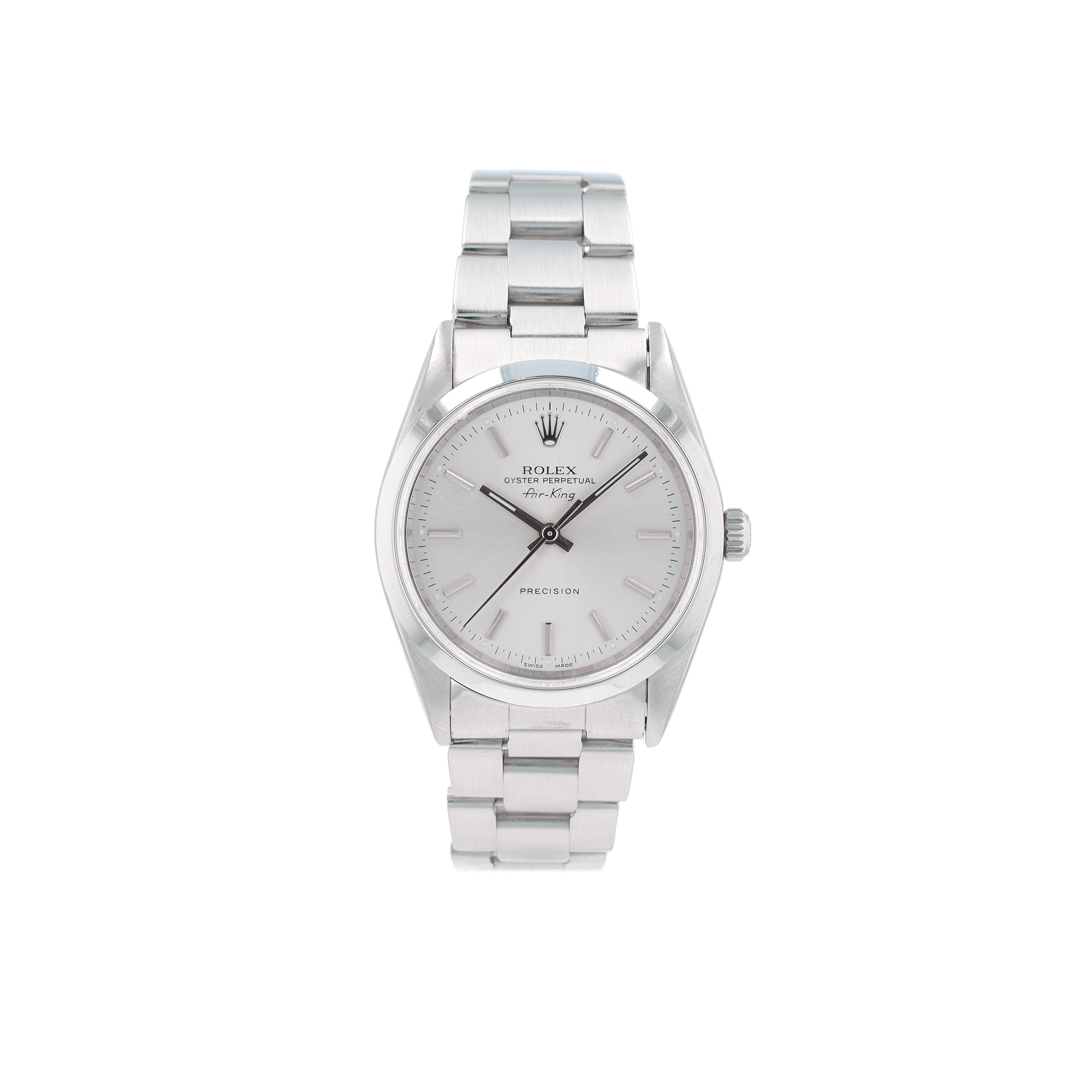 Rolex Air-King 14000 34mm Silver Index Dial Smooth Bezel Oyster Band - Luxuriant Concierge