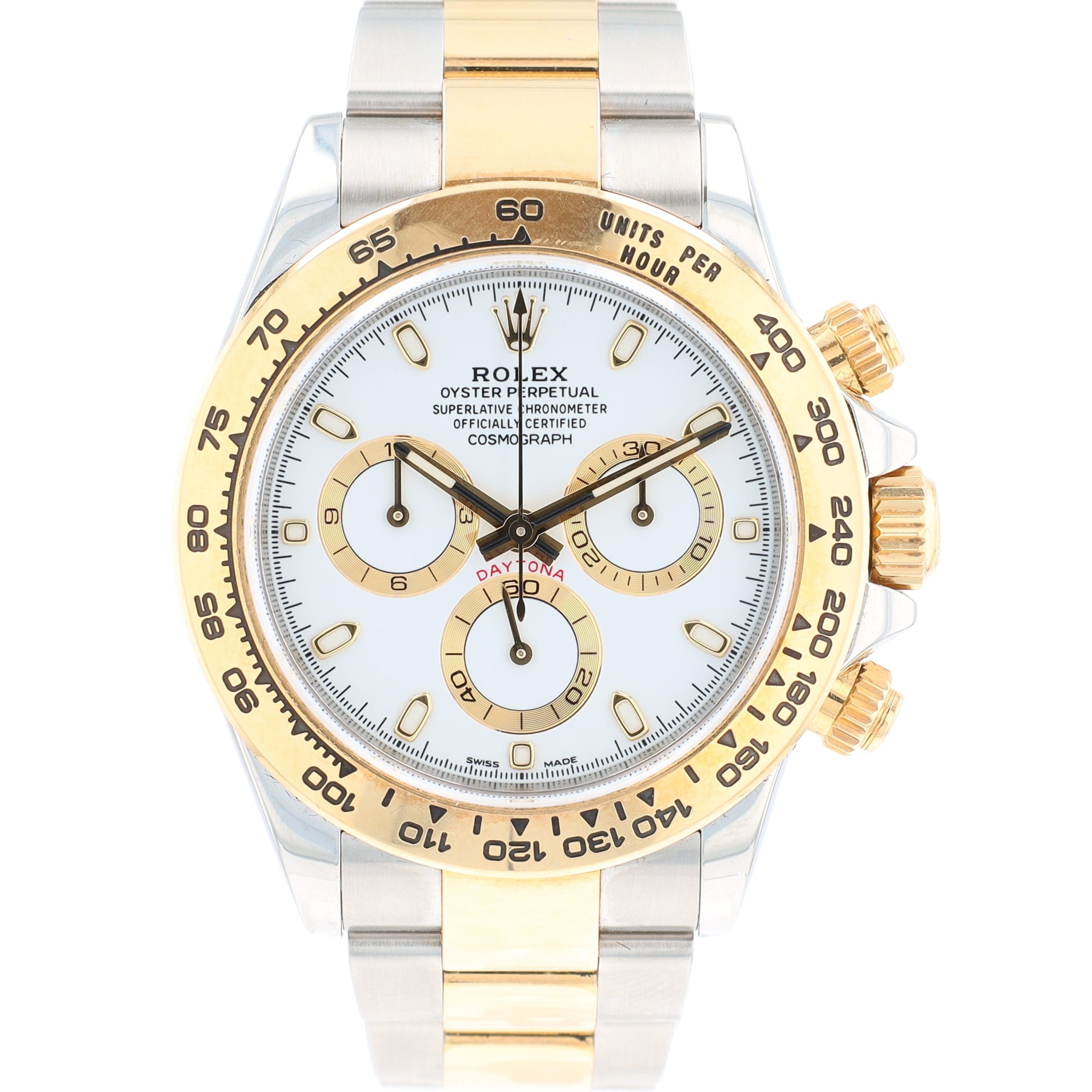 B&P Rolex Daytona 116503 40mm White Chronograph Small Luminous Index Dial Tachymetre Bezel Oyster Band - Luxuriant Concierge