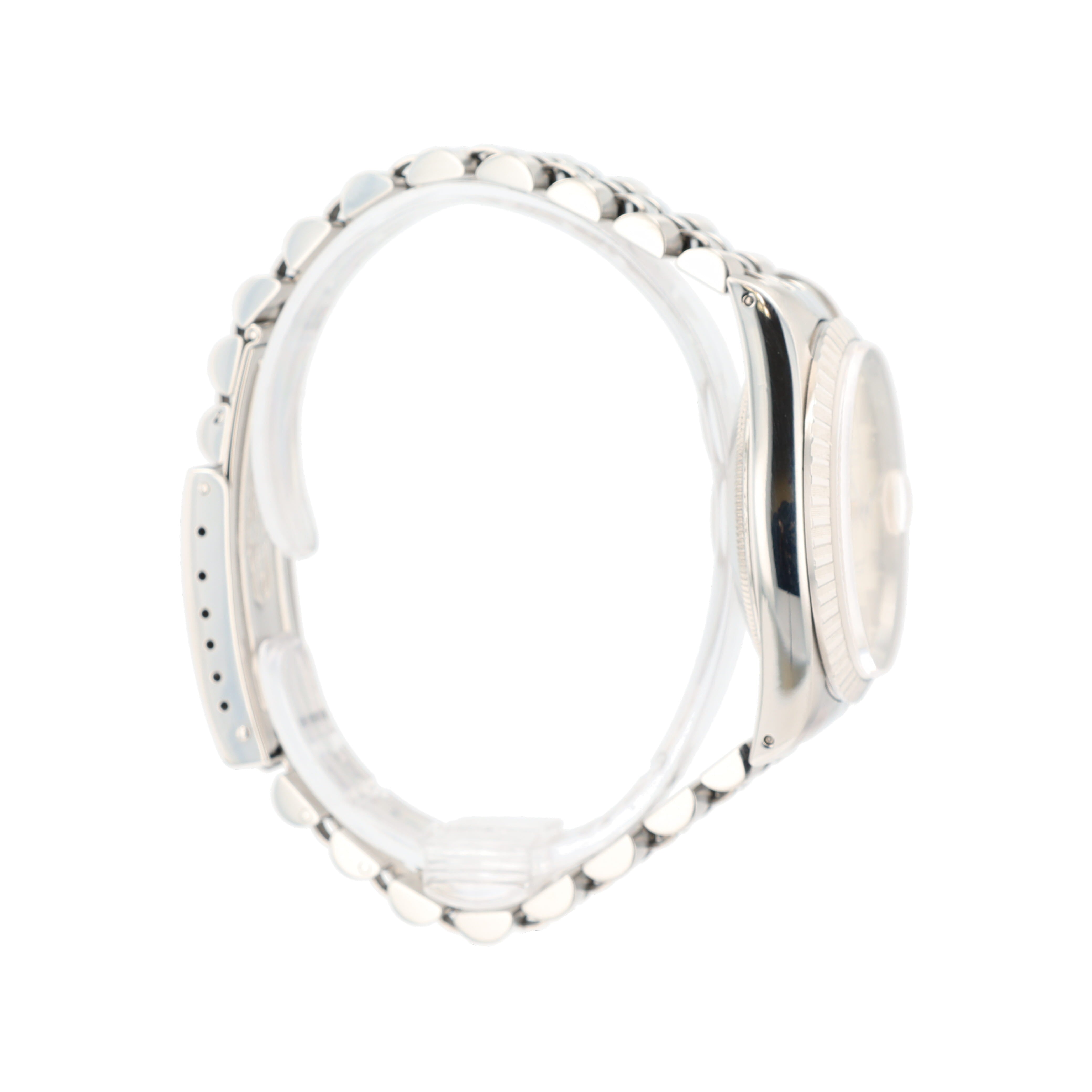 B&P Rolex Datejust 16220 36mm Silver Index Dial Engine-Turned Bezel Jubilee Band - Luxuriant Concierge