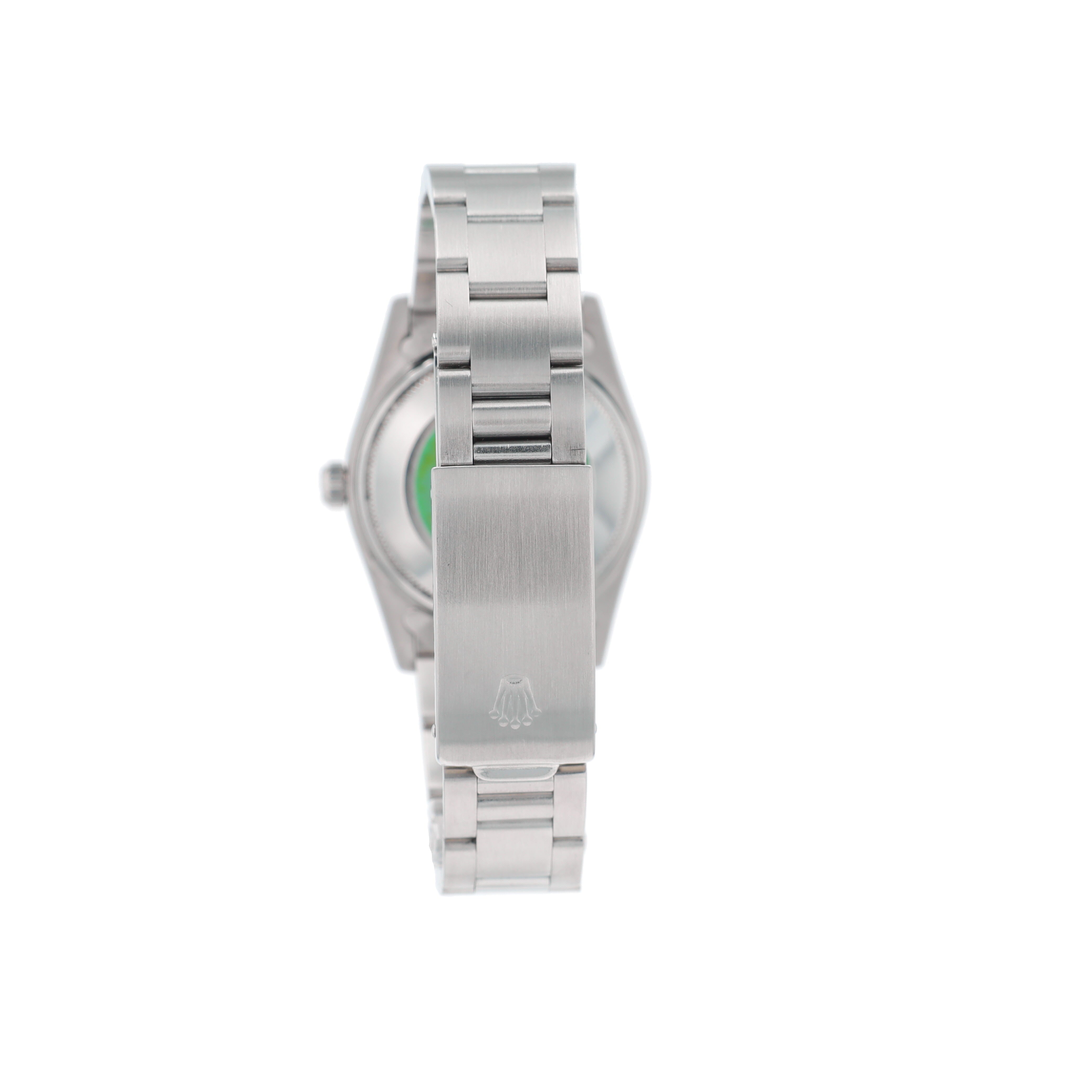 Rolex Date 15000 31mm Silver Fatboy Index Dial Smooth Bezel Oyster Band