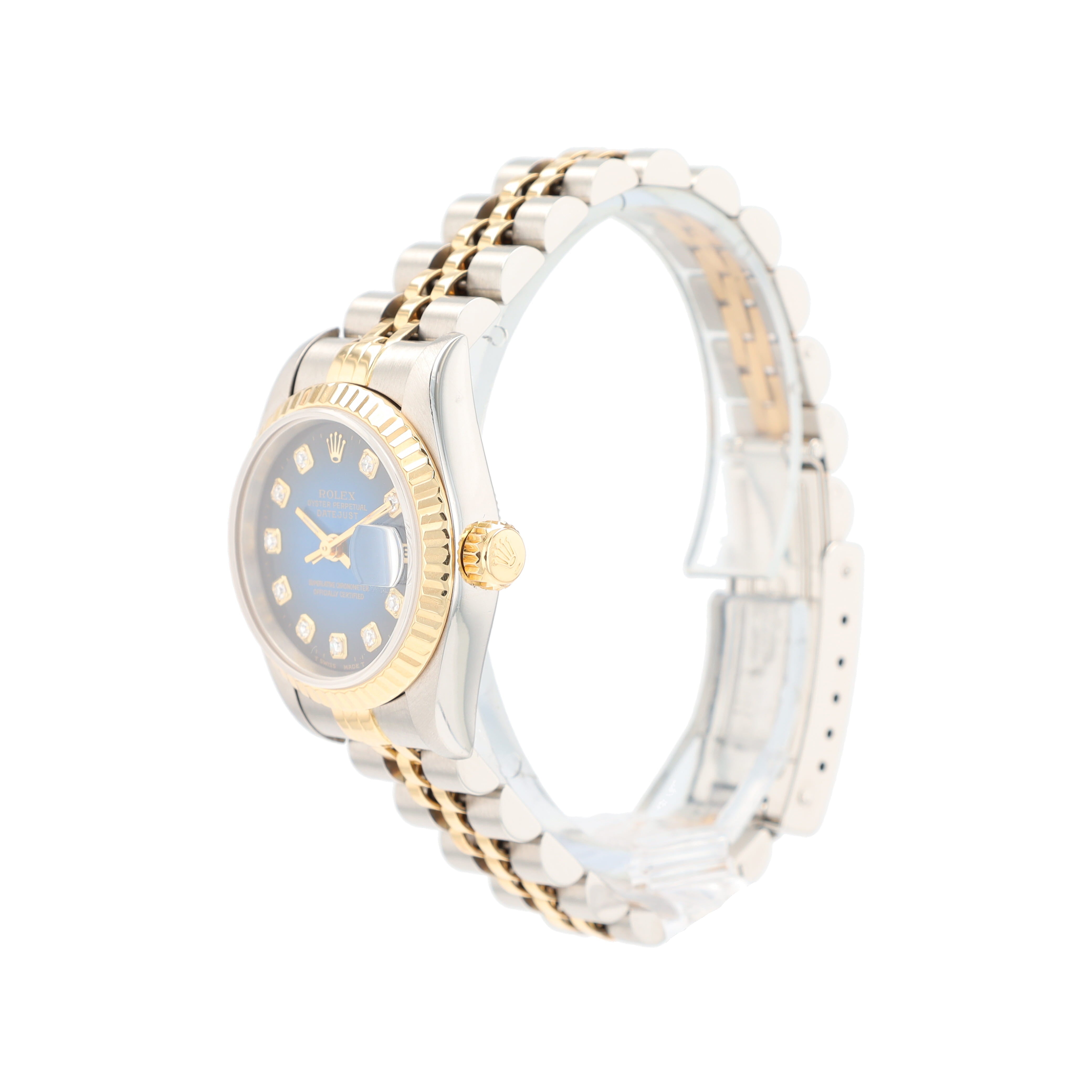 Rolex Datejust 69173 26mm Blue Vignette Diamonds (N.S) Dial Fluted Bezel Jubilee Band