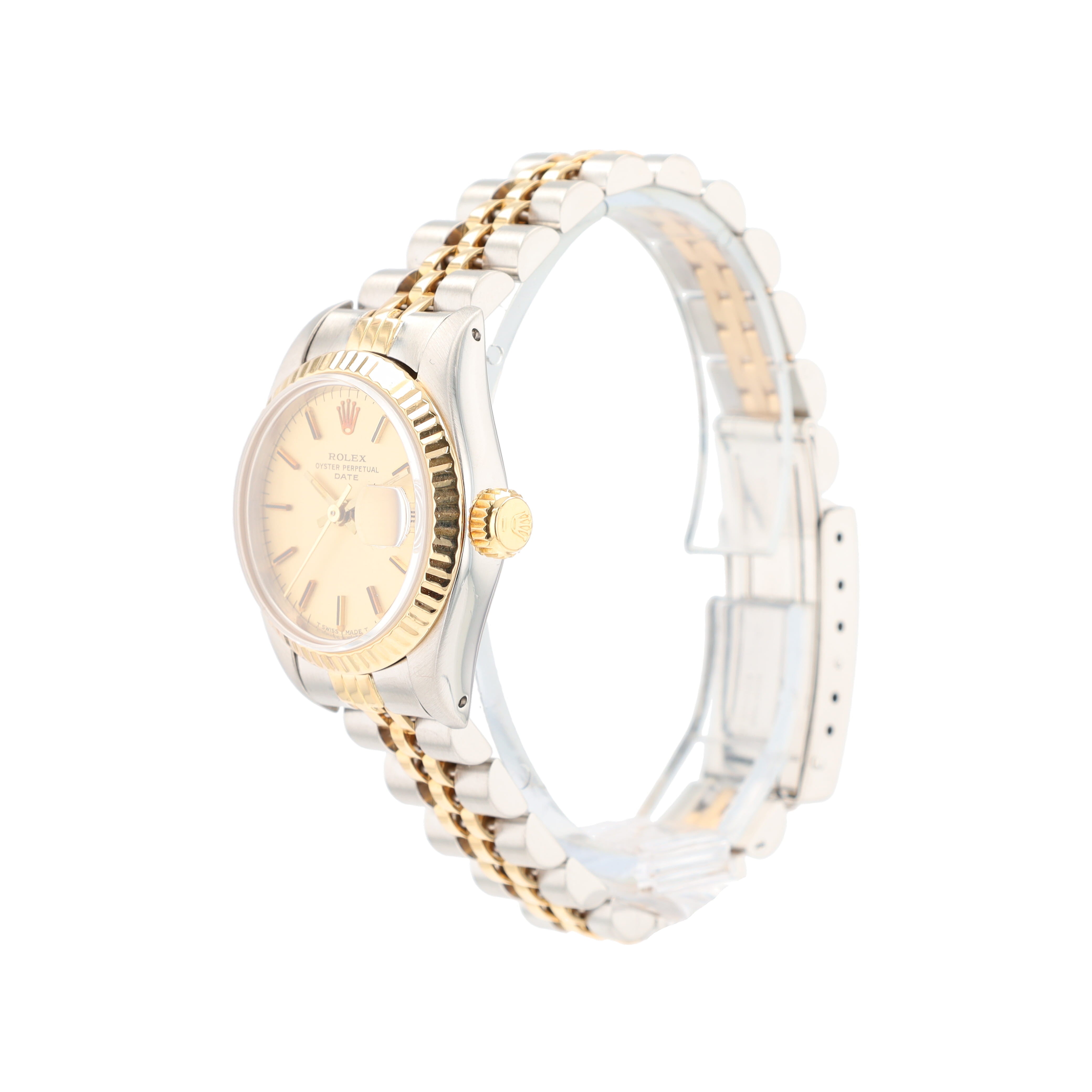 Rolex Datejust 69173 26mm Champagne Index Dial Fluted Bezel Jubilee Band