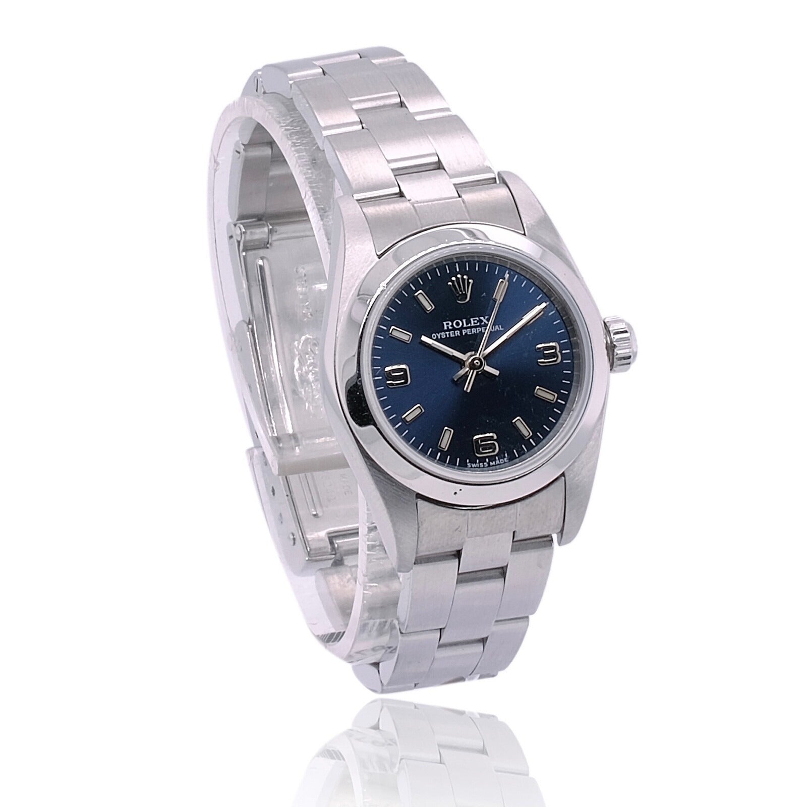 Rolex Oyster Perpetual 67180 Ladies Watch Blue Index-Arabic Dial Smooth Oyster - Luxuriant Concierge