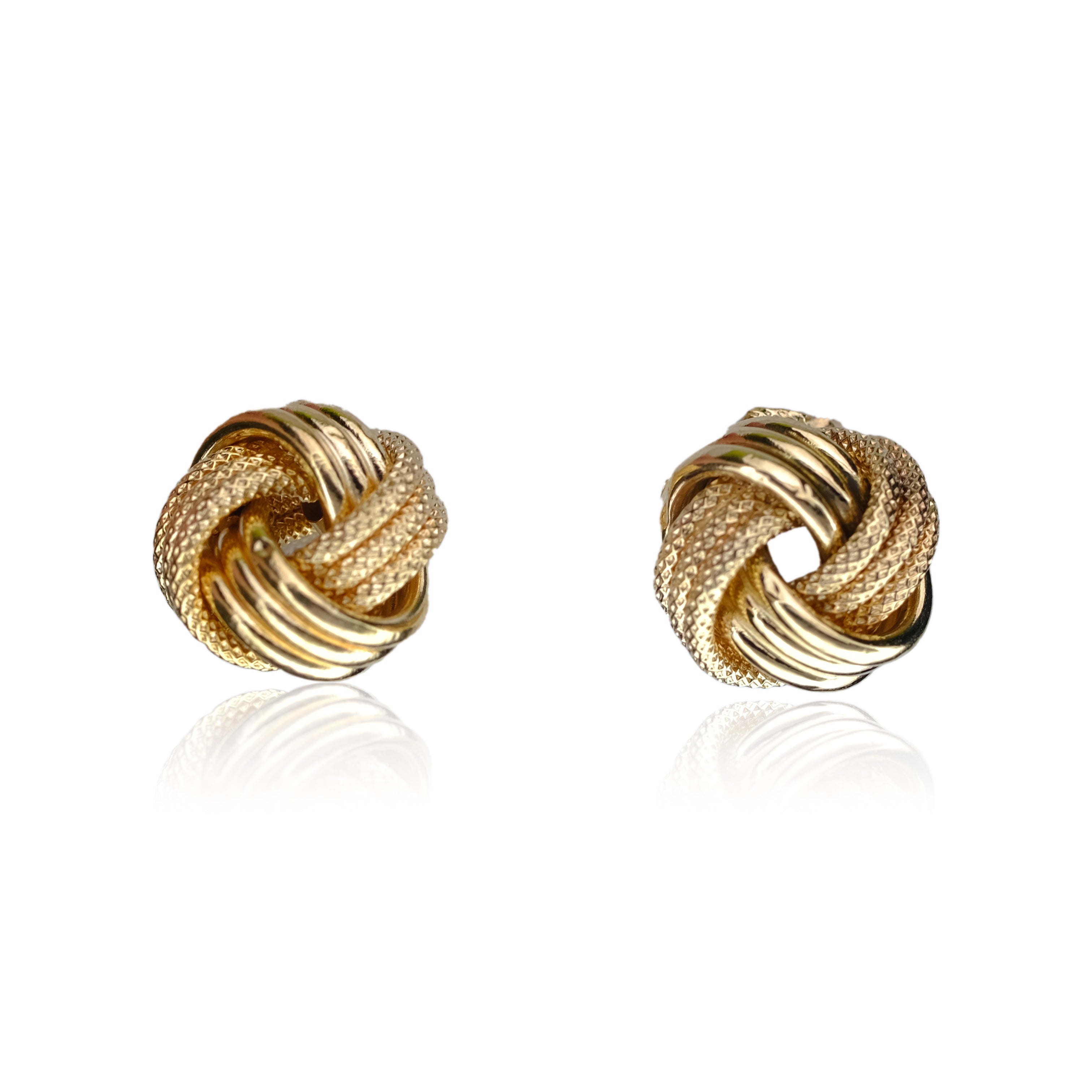 14K REAL YELLOW GOLD KNOT STUD EARRINGS - Luxuriant Concierge