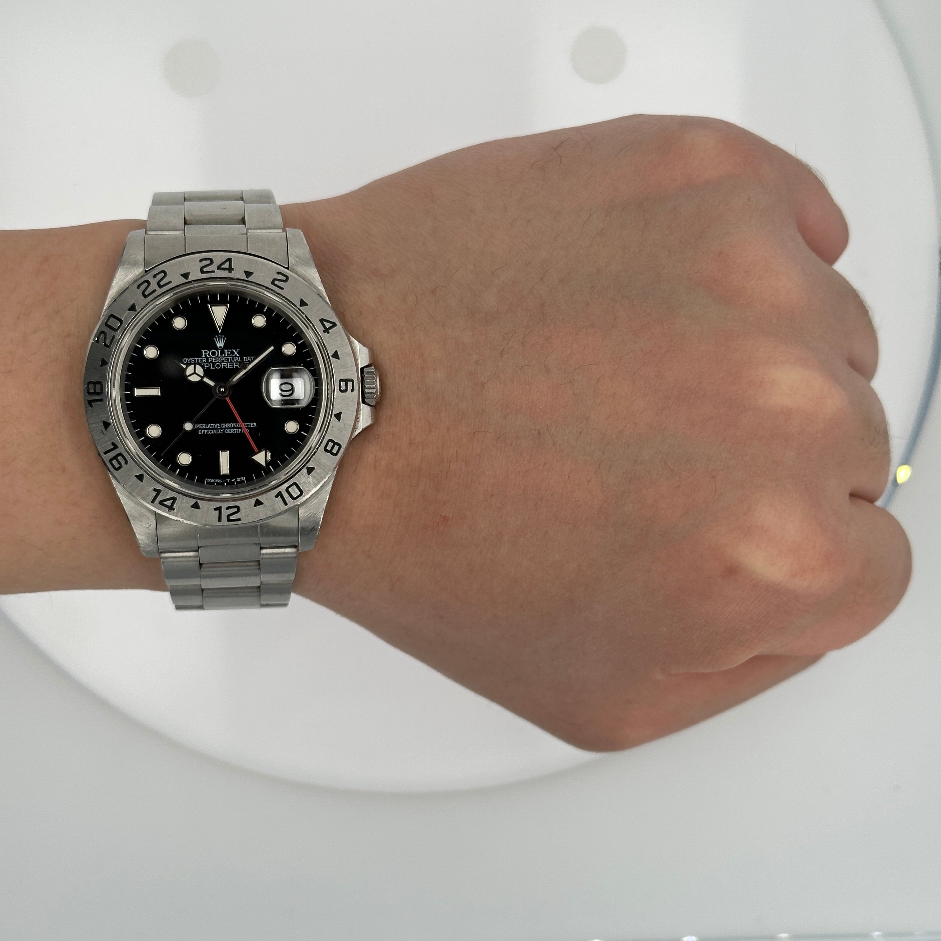 Rolex Explorer II 16570 40mm Black Luminous Dial GMT Bezel Oyster Band - Luxuriant Concierge